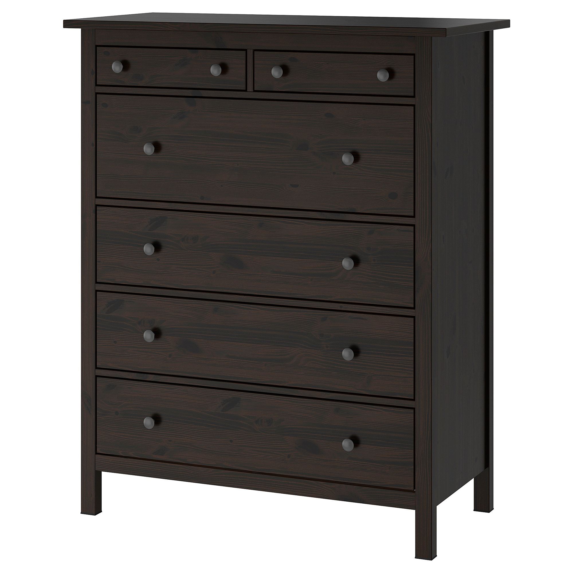 HEMNES IKEA Комод с 6 ящиками, 108x130 см, черно-коричневый