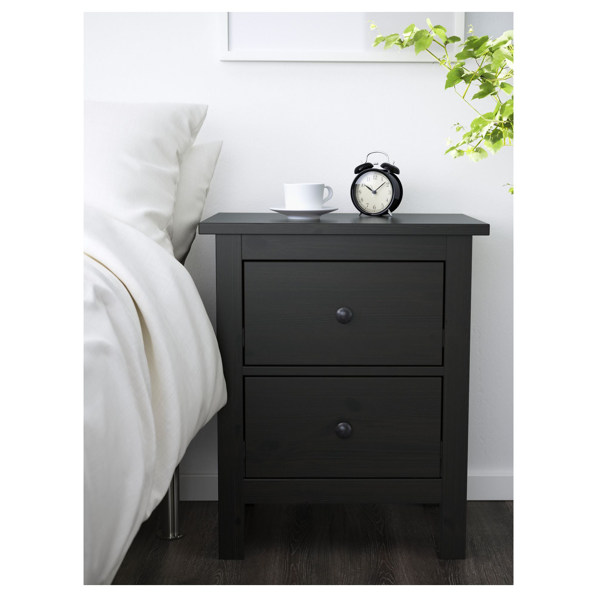 HEMNES IKEA Комод с 2 ящиками, 54x66 см, черно-коричневый