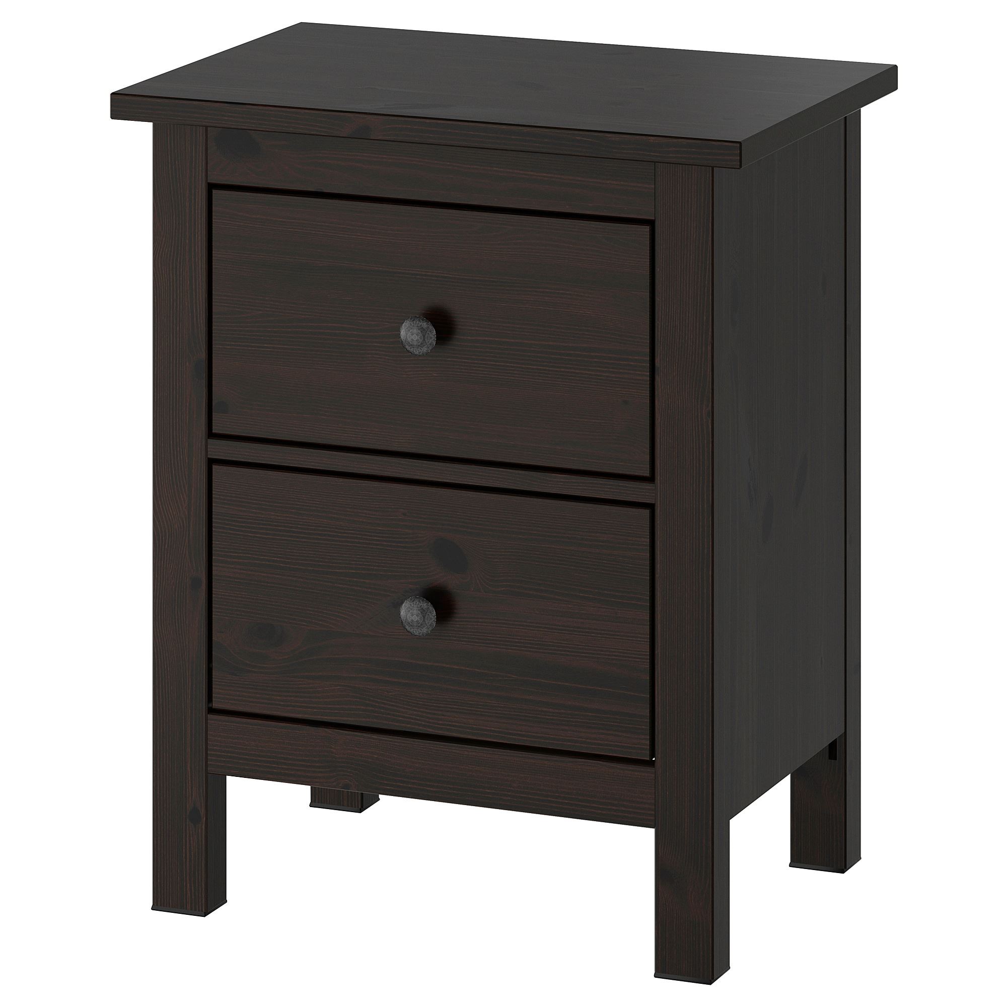 HEMNES IKEA Комод с 2 ящиками, 54x66 см, черно-коричневый