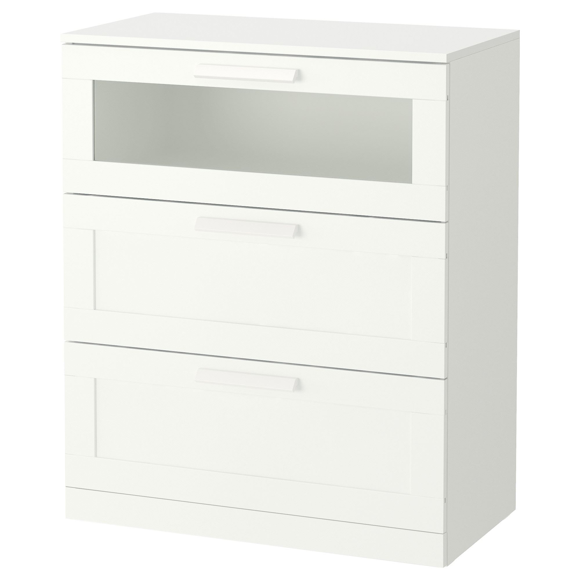BRIMNES IKEA Комод с 3 ящиками, 78x95 см, белый/матовое стекло