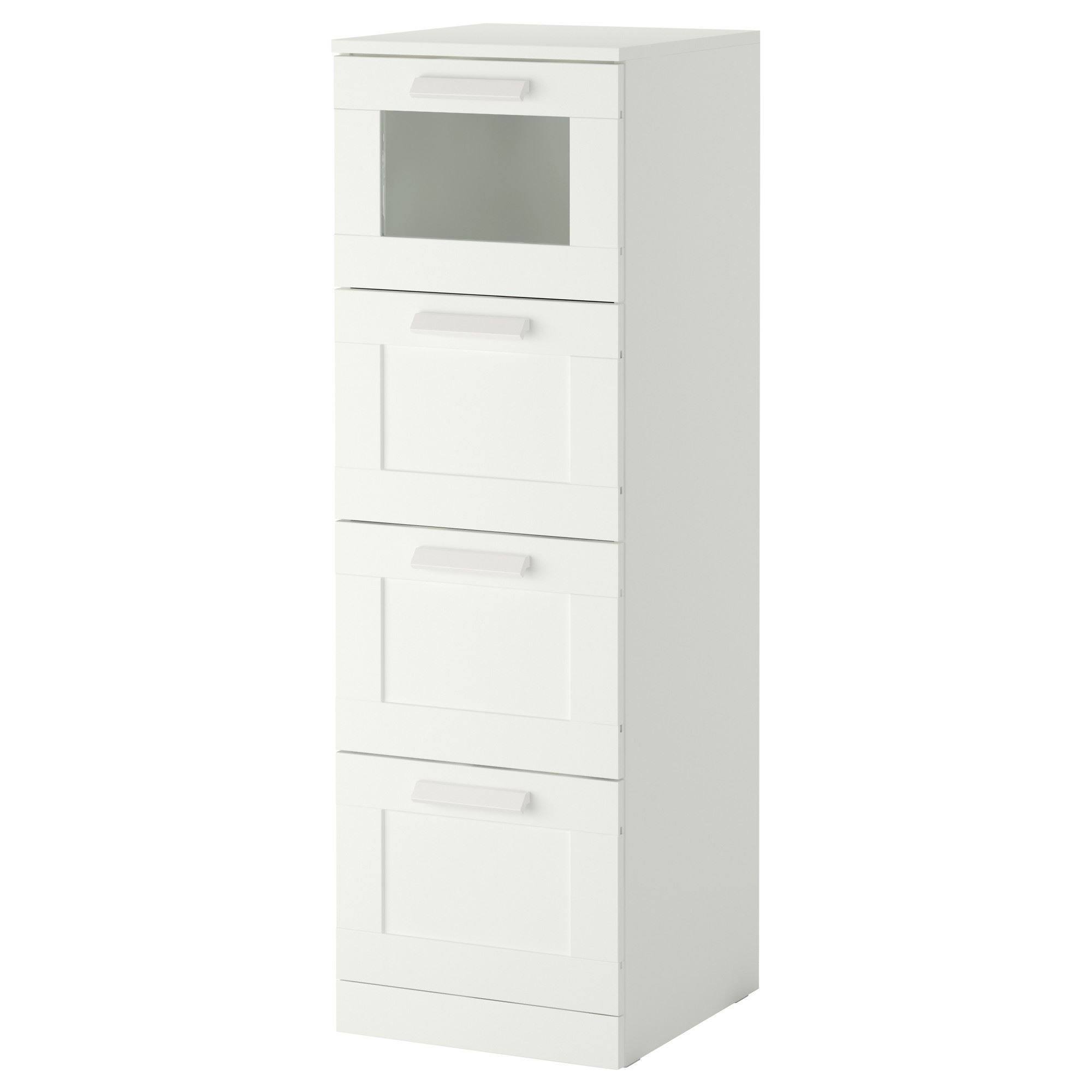 BRIMNES IKEA Комод с 4 ящиками, 39x124 см, белый/матовое стекло