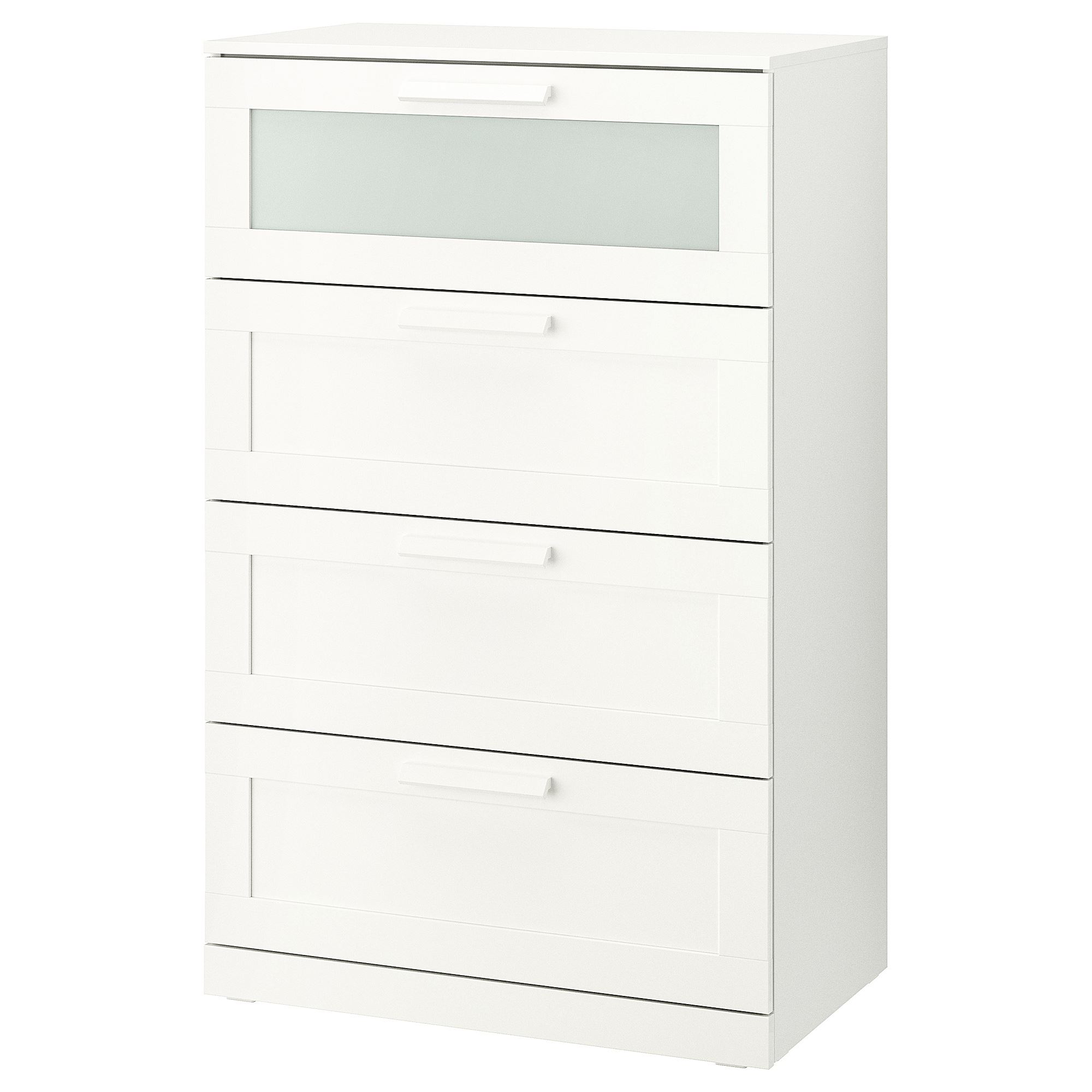 BRIMNES IKEA Комод с 4 ящиками, 78x124 см, белый/матовое стекло