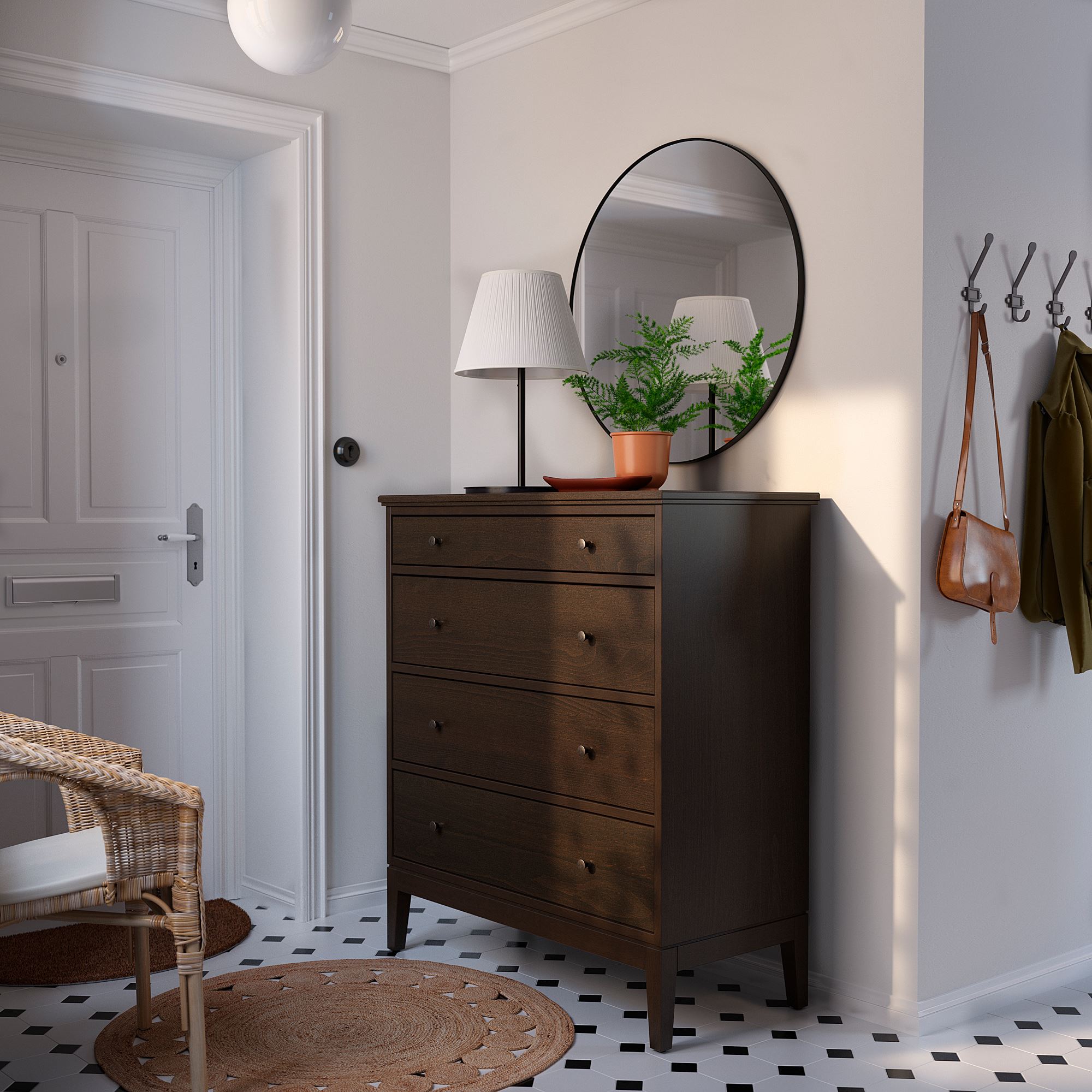 IDANAS IKEA Комод с 4 ящиками, 104x118 см, темно-коричневый морилка