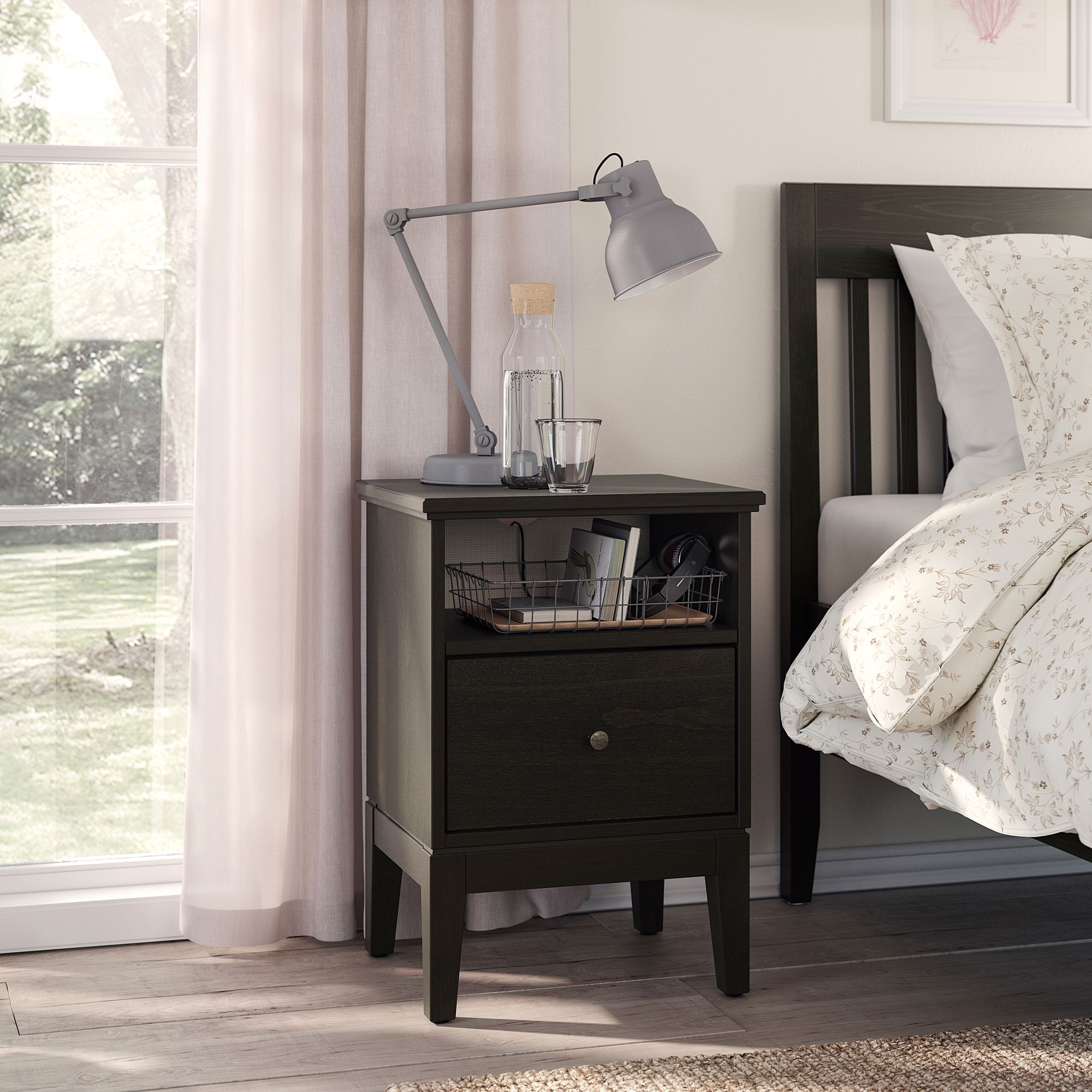 IDANAS IKEA Тумба прикроватная, 47x40 см, темно-коричневый морилка