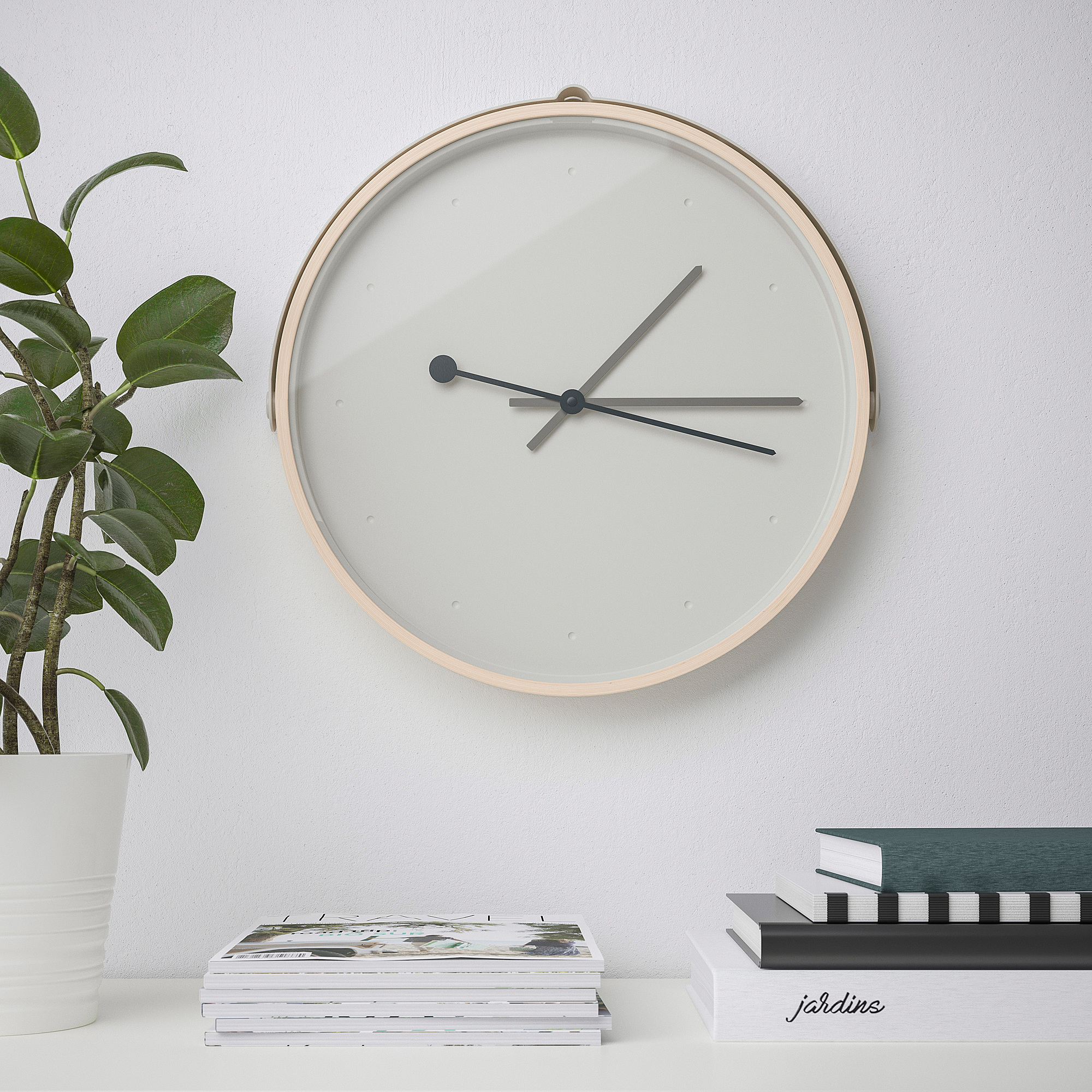 ROTBLOTA IKEA Настенные часы, 42 см, низковольтный/ясеневый шпон светло-серый