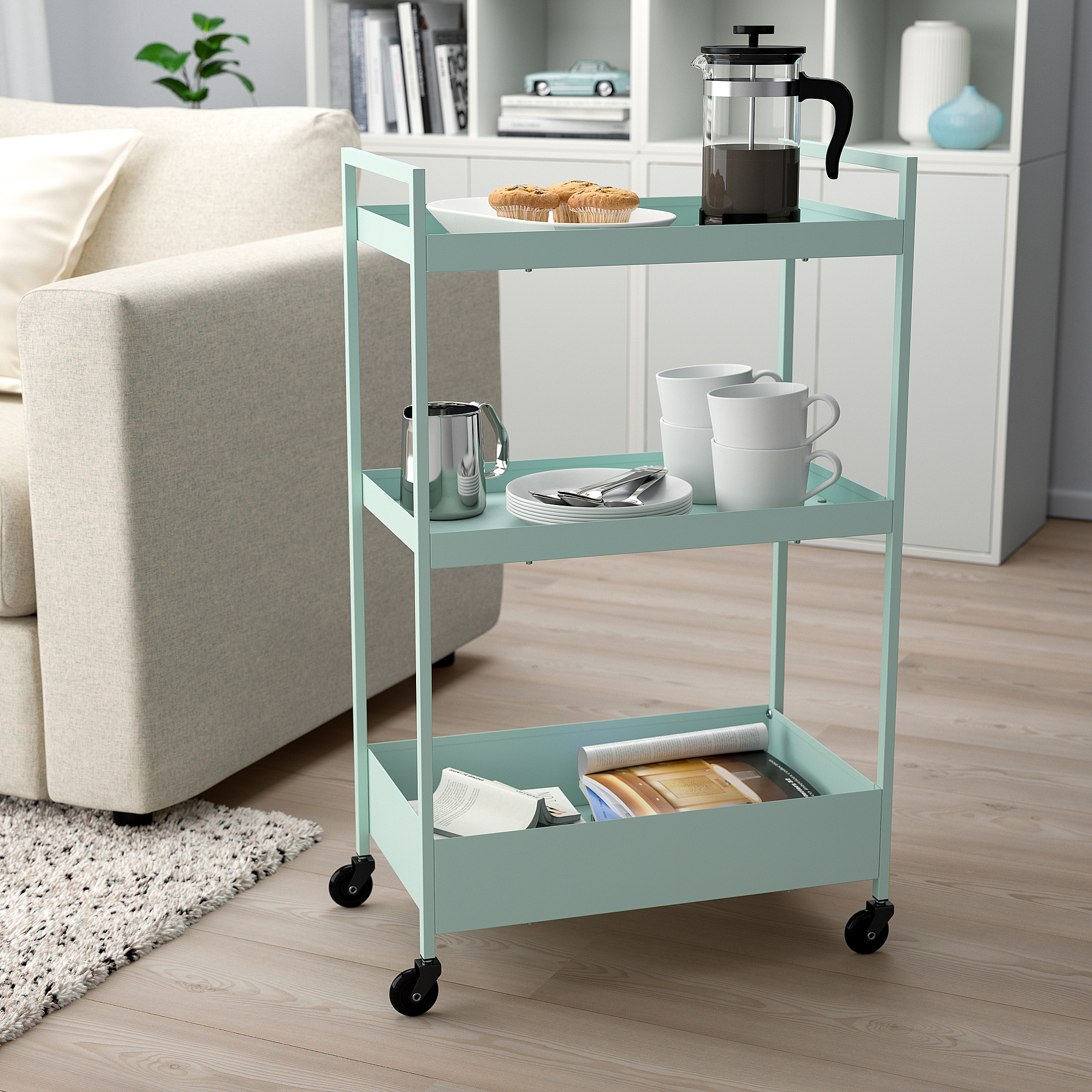 NISSAFORS IKEA Тележка, бледно-зеленый, 50.5x30x83 см  (ТОВАР ВЫШЕЛ ИЗ АССОРТИМЕНТА)