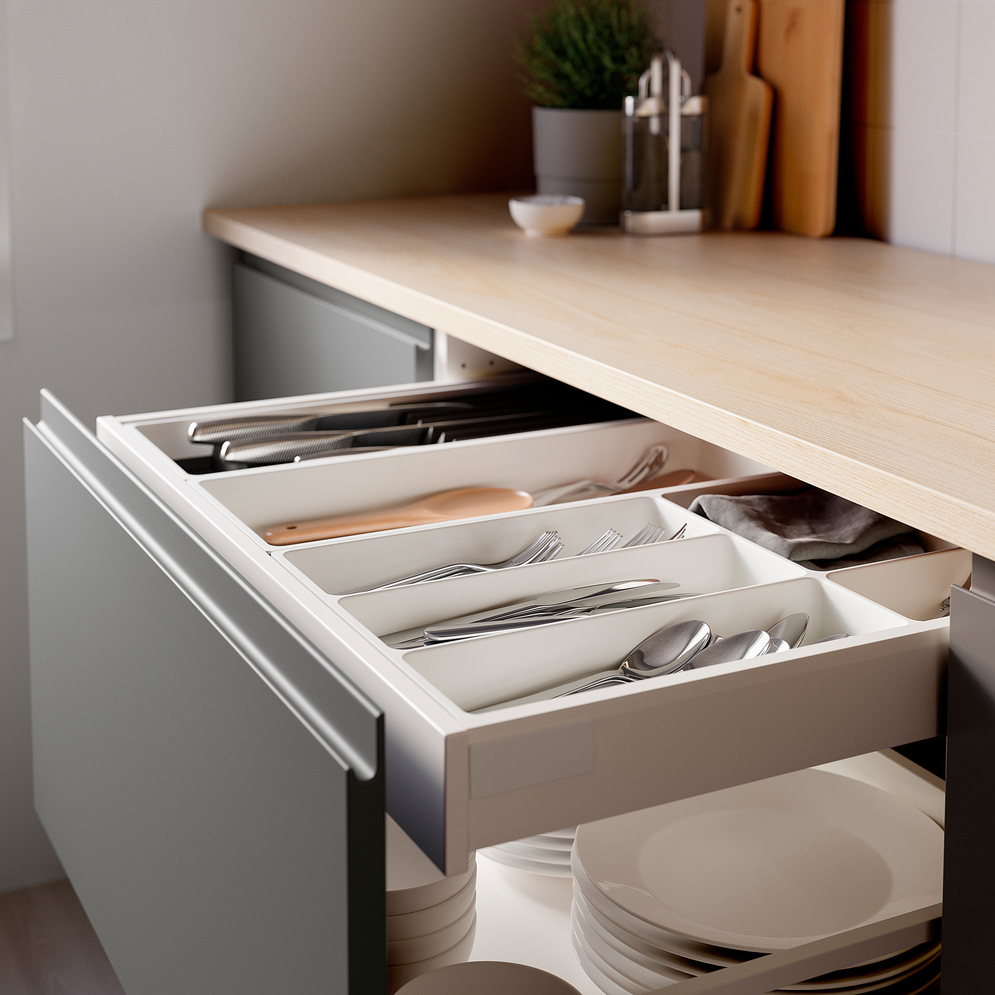 UPPDATERA IKEA Лоток для столовых приборов, 20x50 см, белый