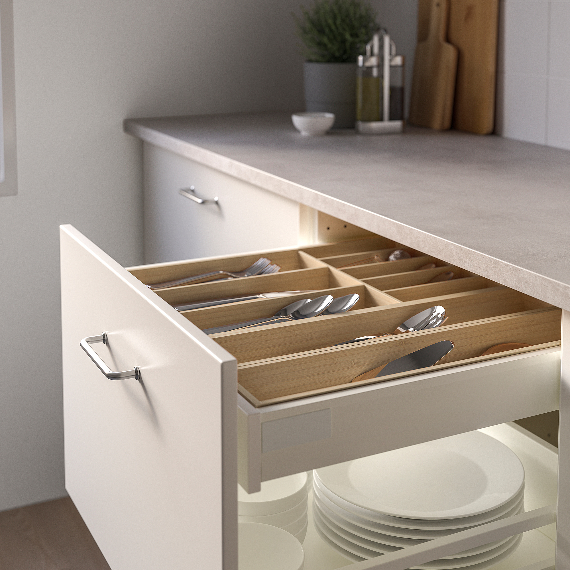 UPPDATERA IKEA Лоток для столовых приборов, 32x50 см,, светлый бамбук