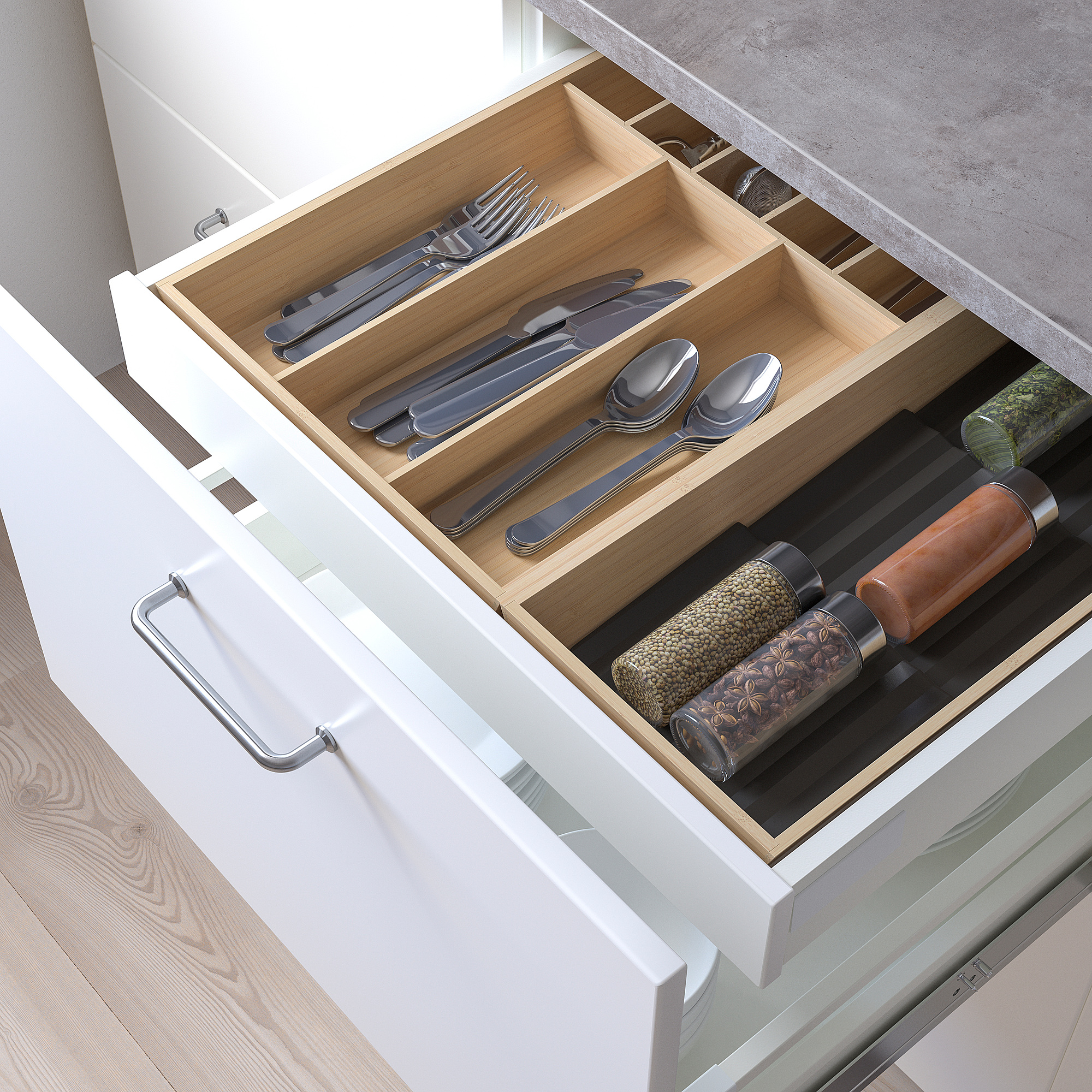 UPPDATERA IKEA Лоток для столовых приборов, 52x50 см, бамбук/полка для специй