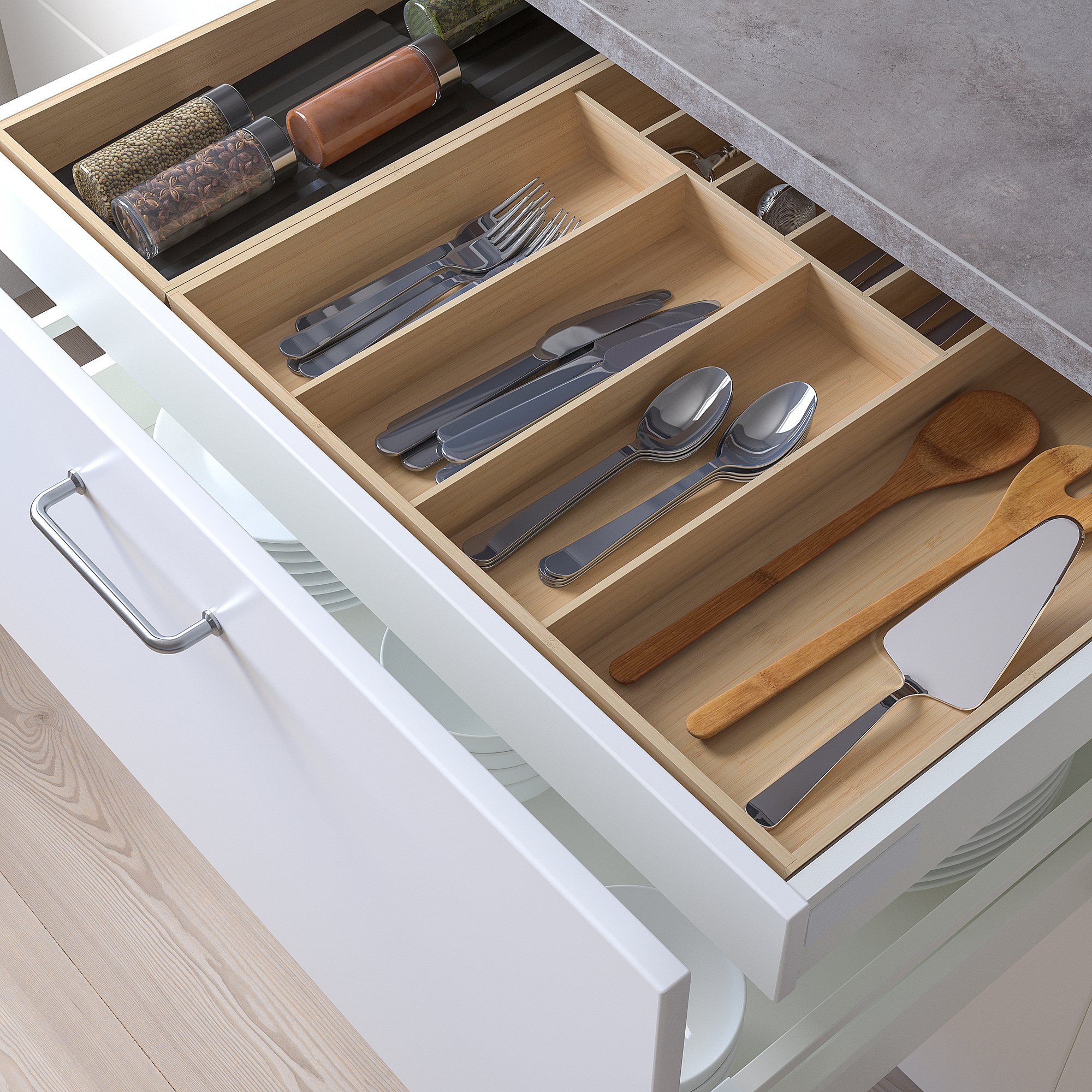 UPPDATERA IKEA Лоток для столовых приборов, 72x50 см, бамбук/полка для специй