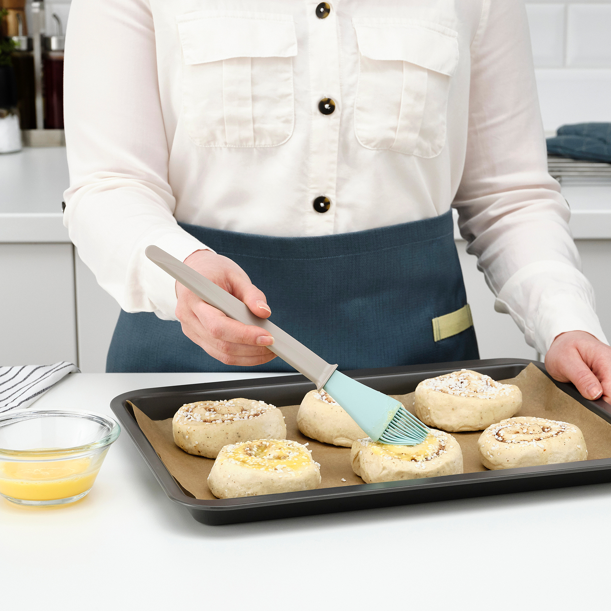 BAKGLAD IKEA Кисть для выпечки, бежевый/синий
