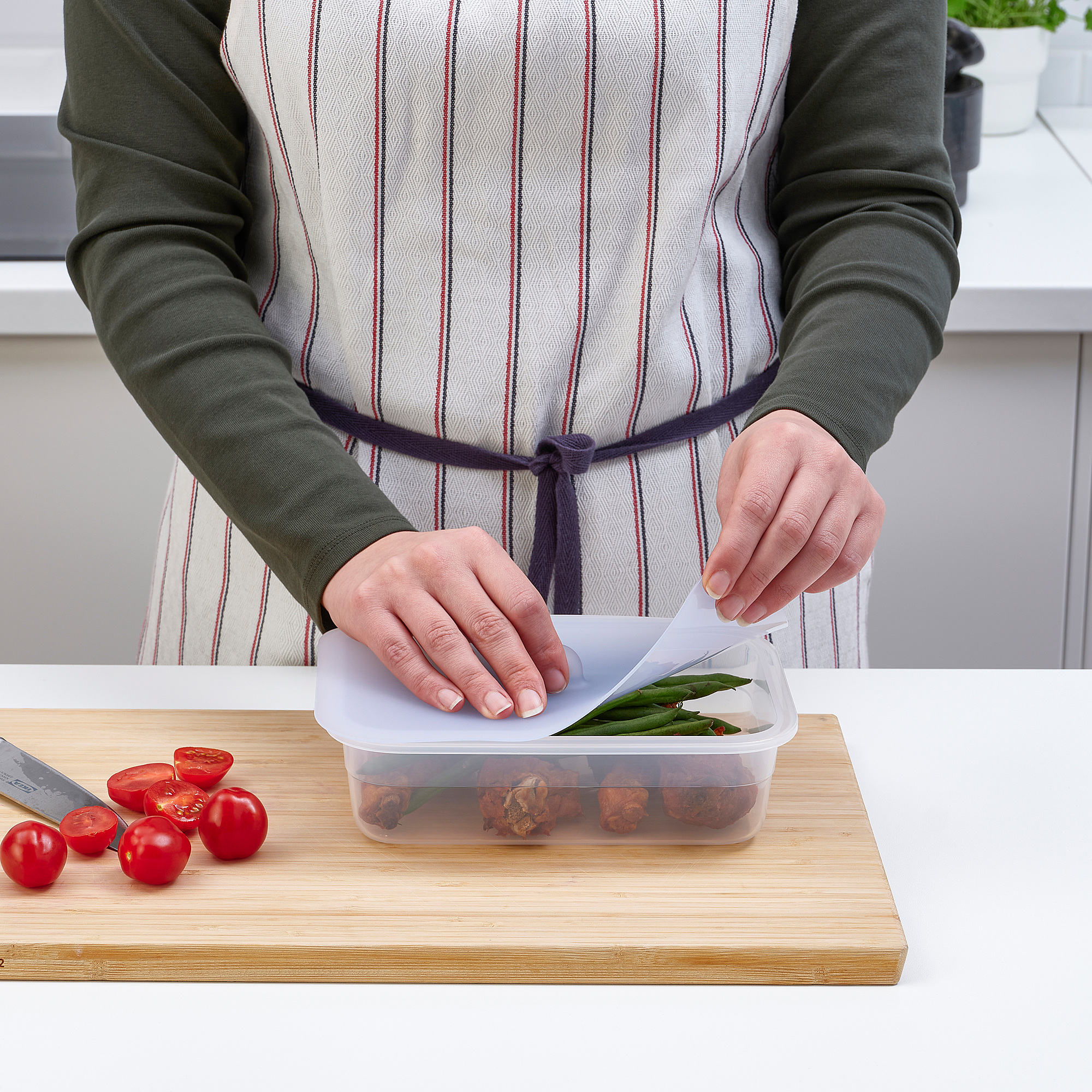 IKEA 365+ Контейнер для продуктов с крышкой, четырехугольной формы пластик/силикон, 1 л