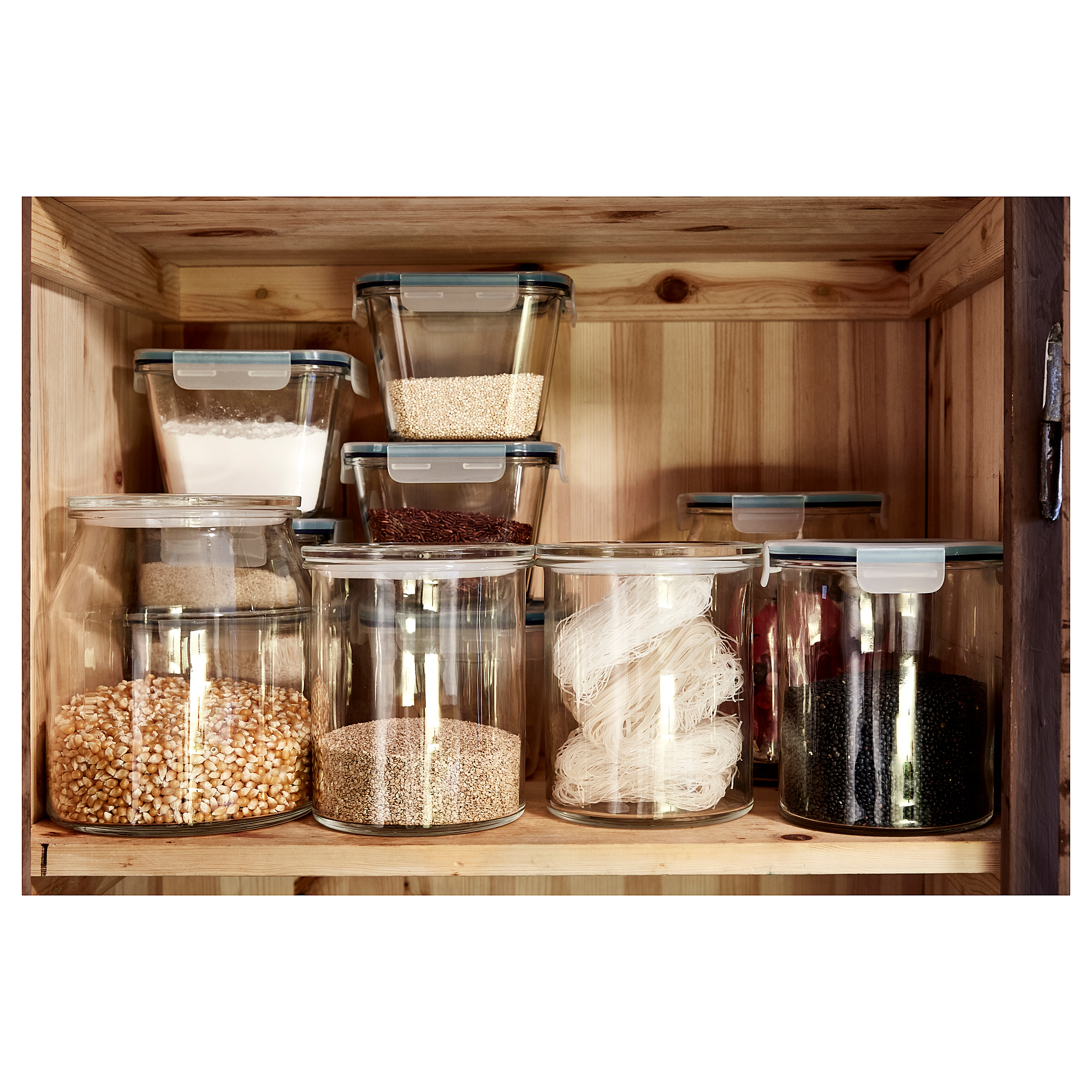 IKEA 365+ Контейнер для продуктов с крышкой, круглой формы стекло/пластик 1.7 л