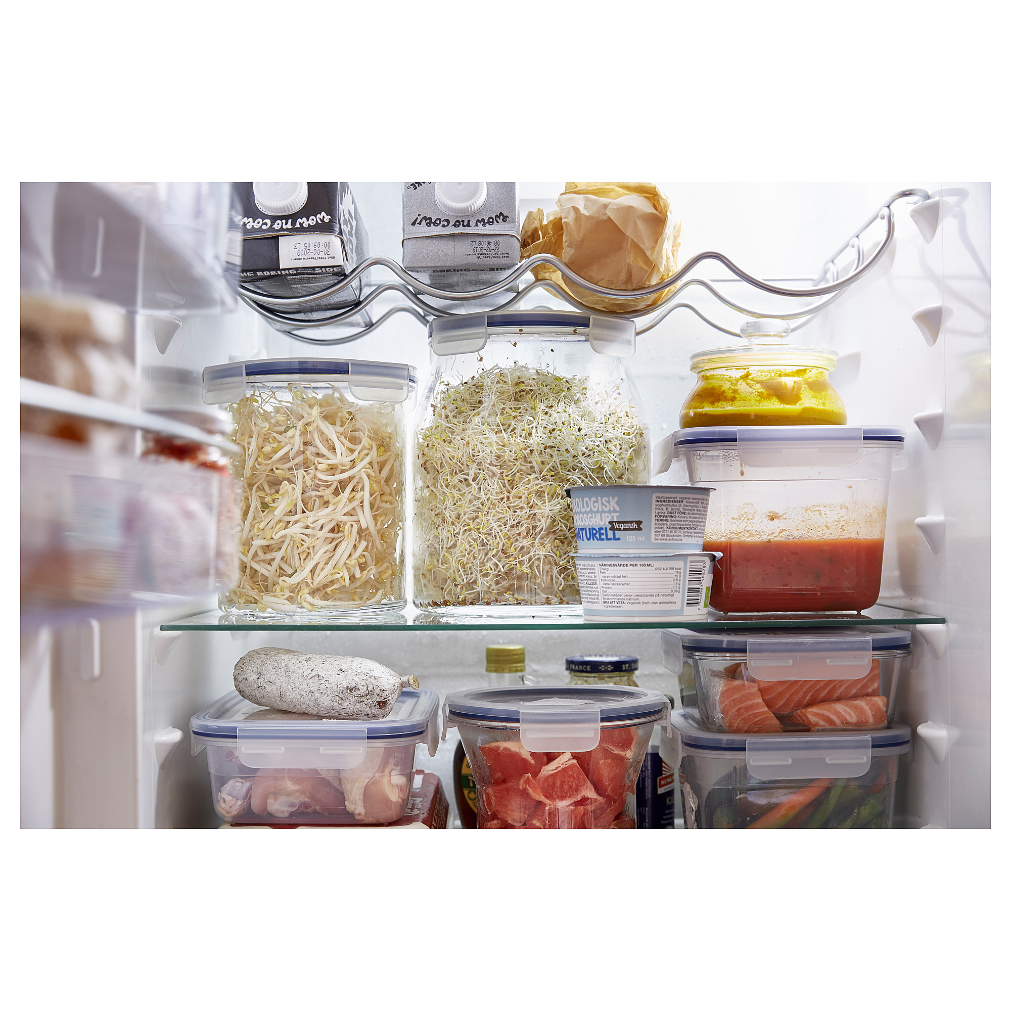 IKEA 365+ Контейнер для продуктов с крышкой, круглой формы стекло/пластик 3.3 л