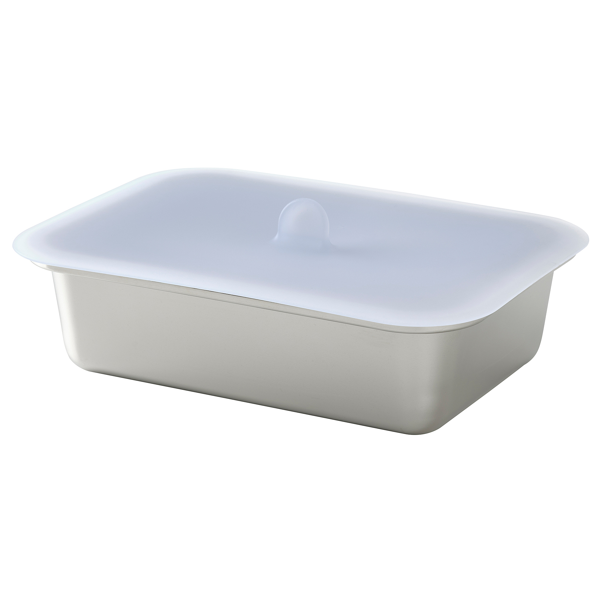 IKEA 365+ Контейнер для продуктов с крышкой, четырехугольной формы нержавеющая сталь/силикон, 1 л