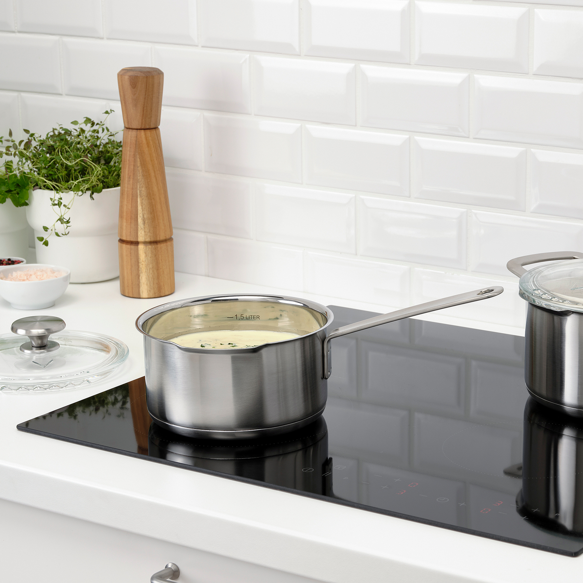 HEMKOMST IKEA Ковш с крышкой, 2 л, нержавеющая сталь