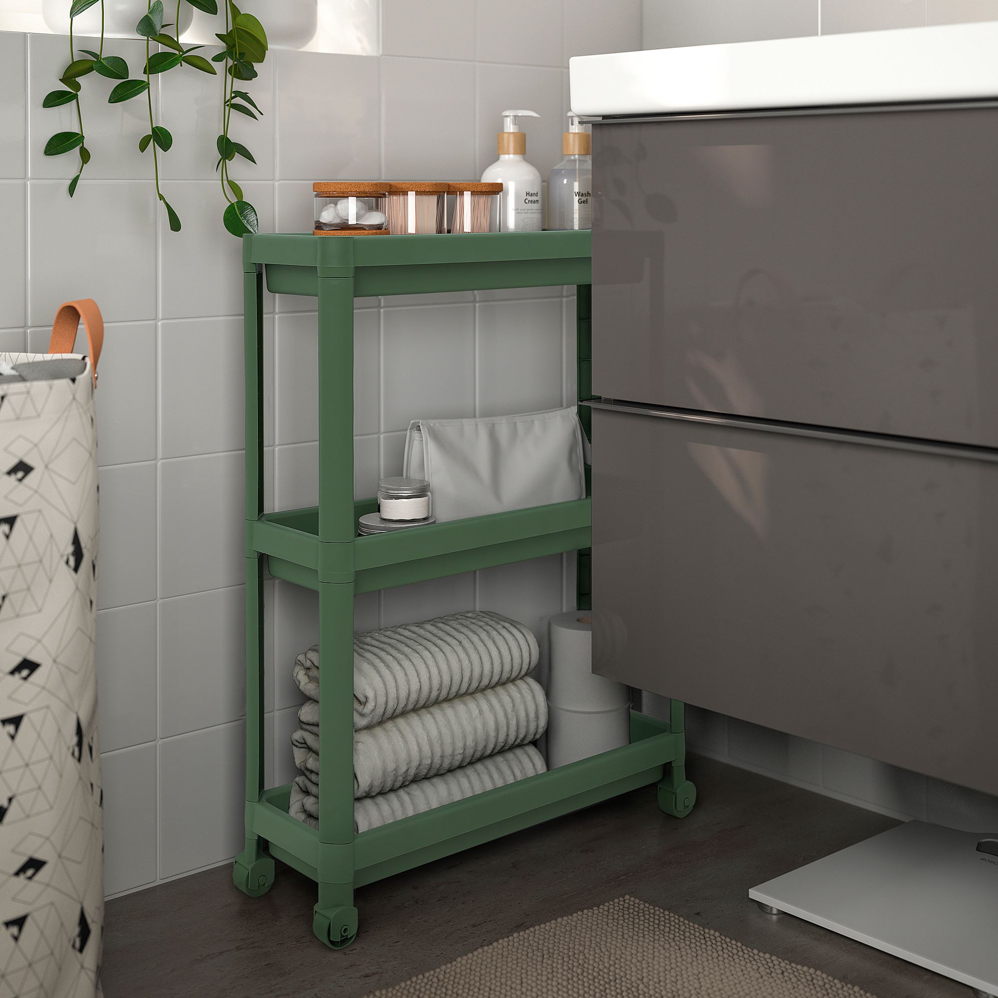 VESKEN IKEA Тележка, зелёный 54x18x71 см  (ТОВАР ВЫШЕЛ ИЗ АССОРТИМЕНТА)