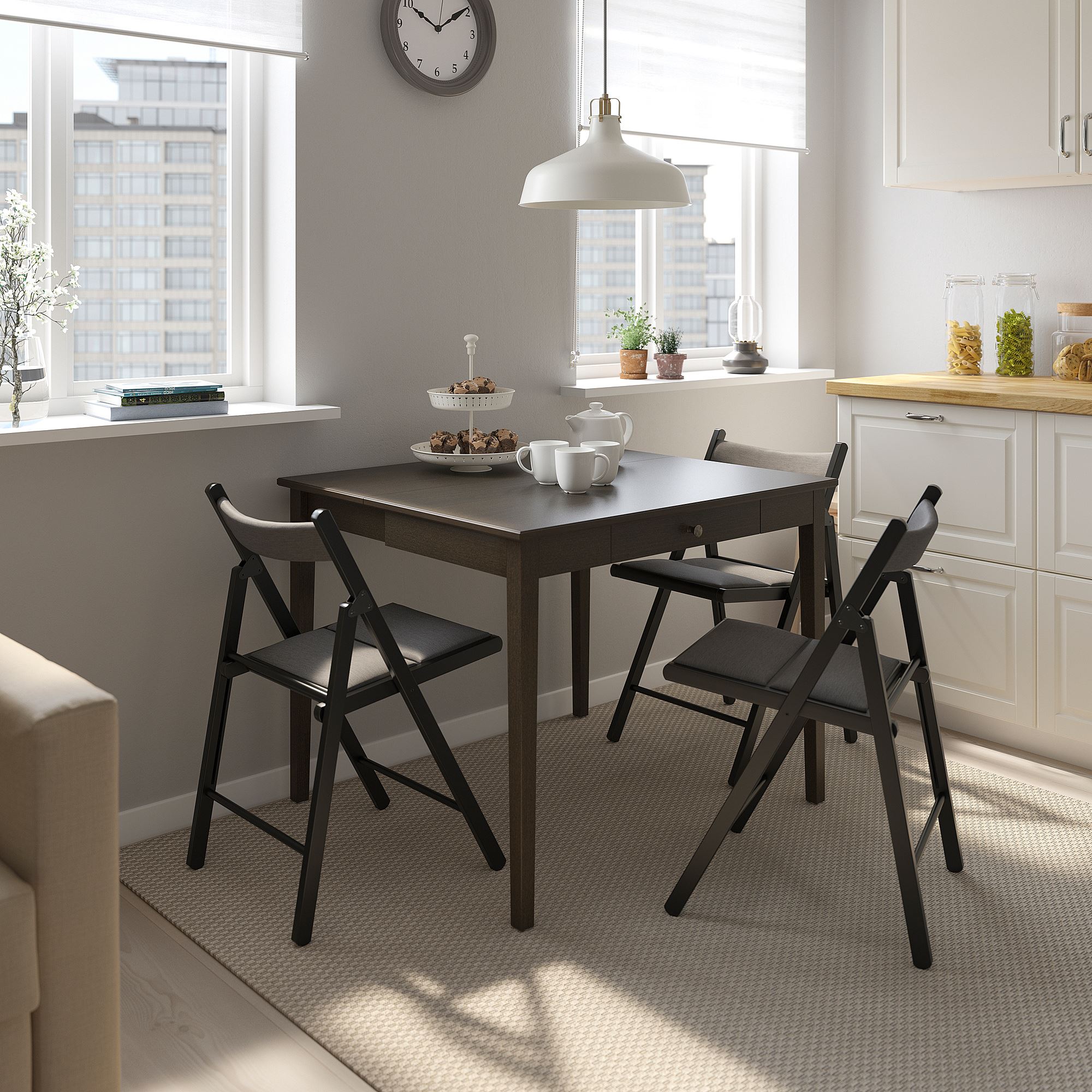 IDANAS IKEA Стол с откидной полой, 51/86x96 см, чёрный