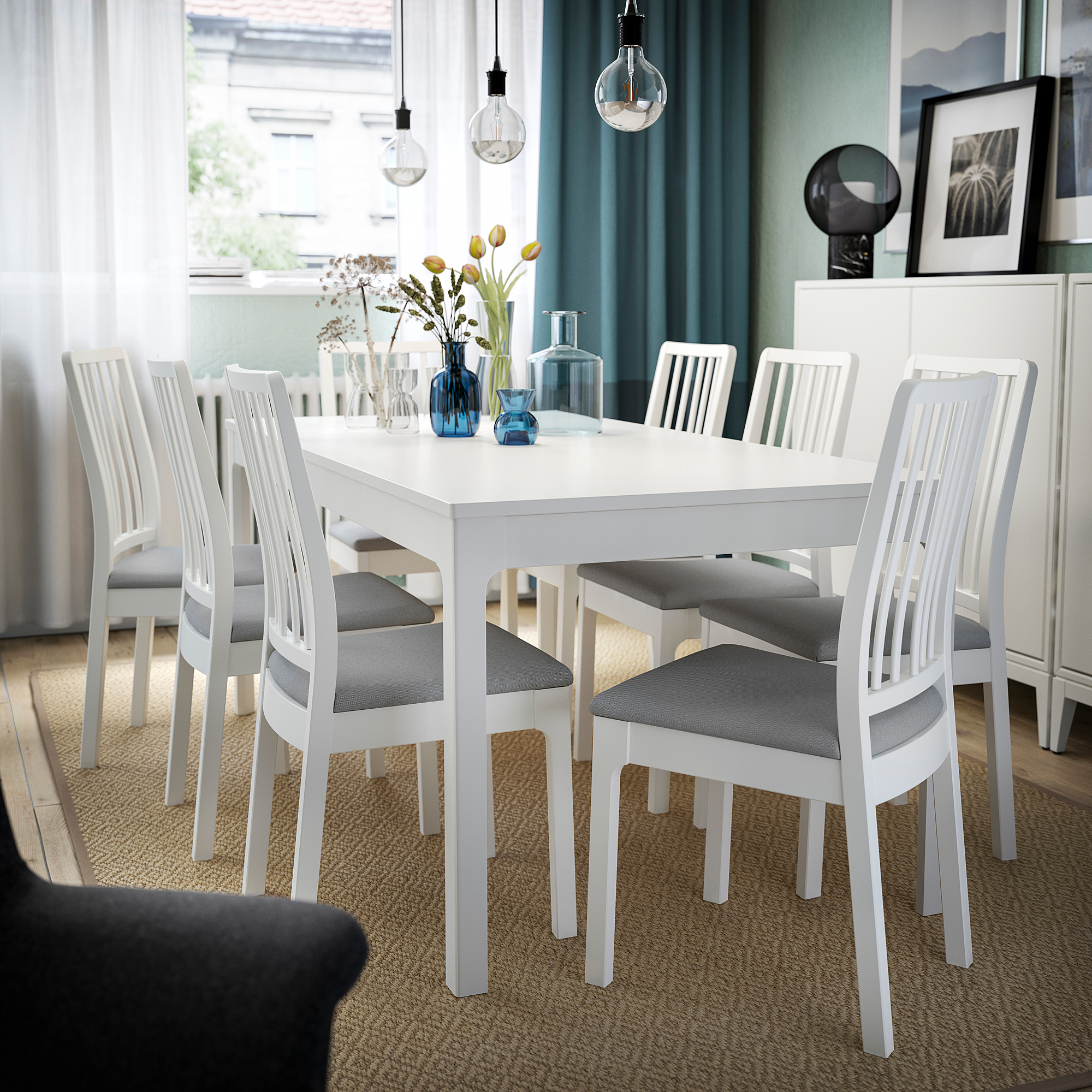 EKEDALEN IKEA Раздвижной стол, белый, 120/180x80 см