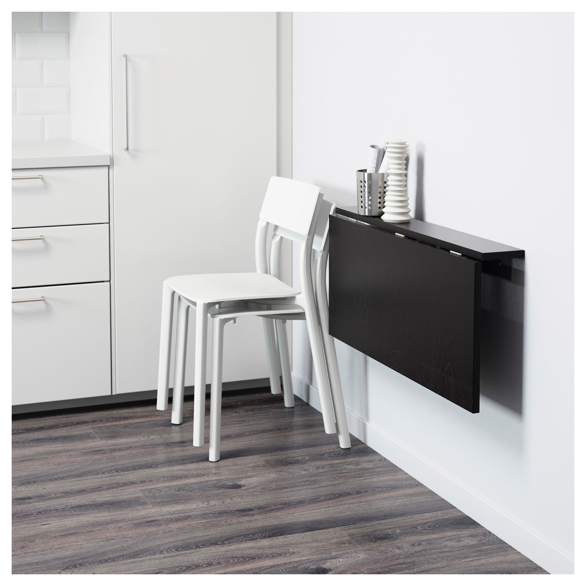 BJURSTA IKEA Стол откидной стенного крепежа, чёрный 90x50 см