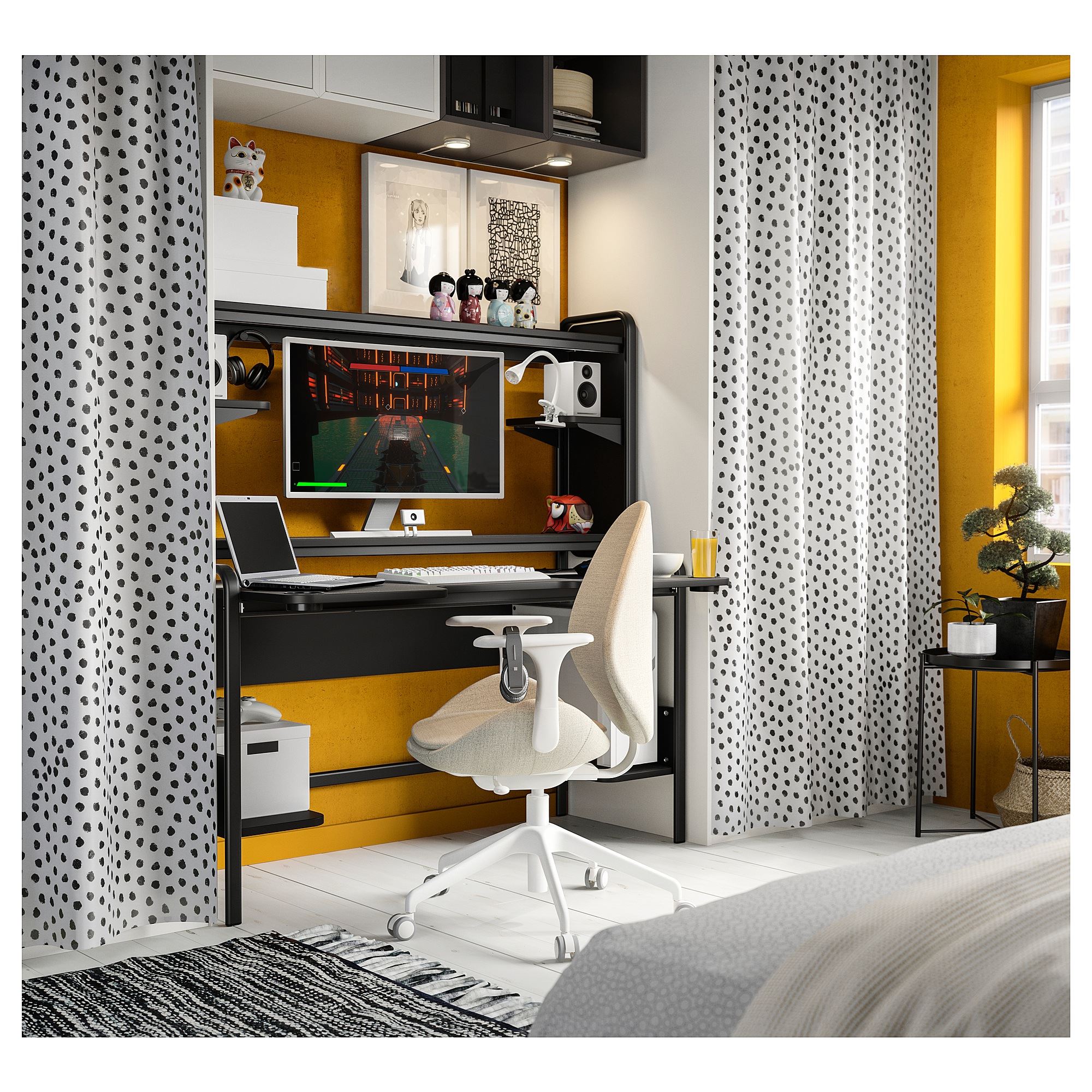 FRDDE IKEA Геймерский стол, 185/140x74x146 см, чёрный