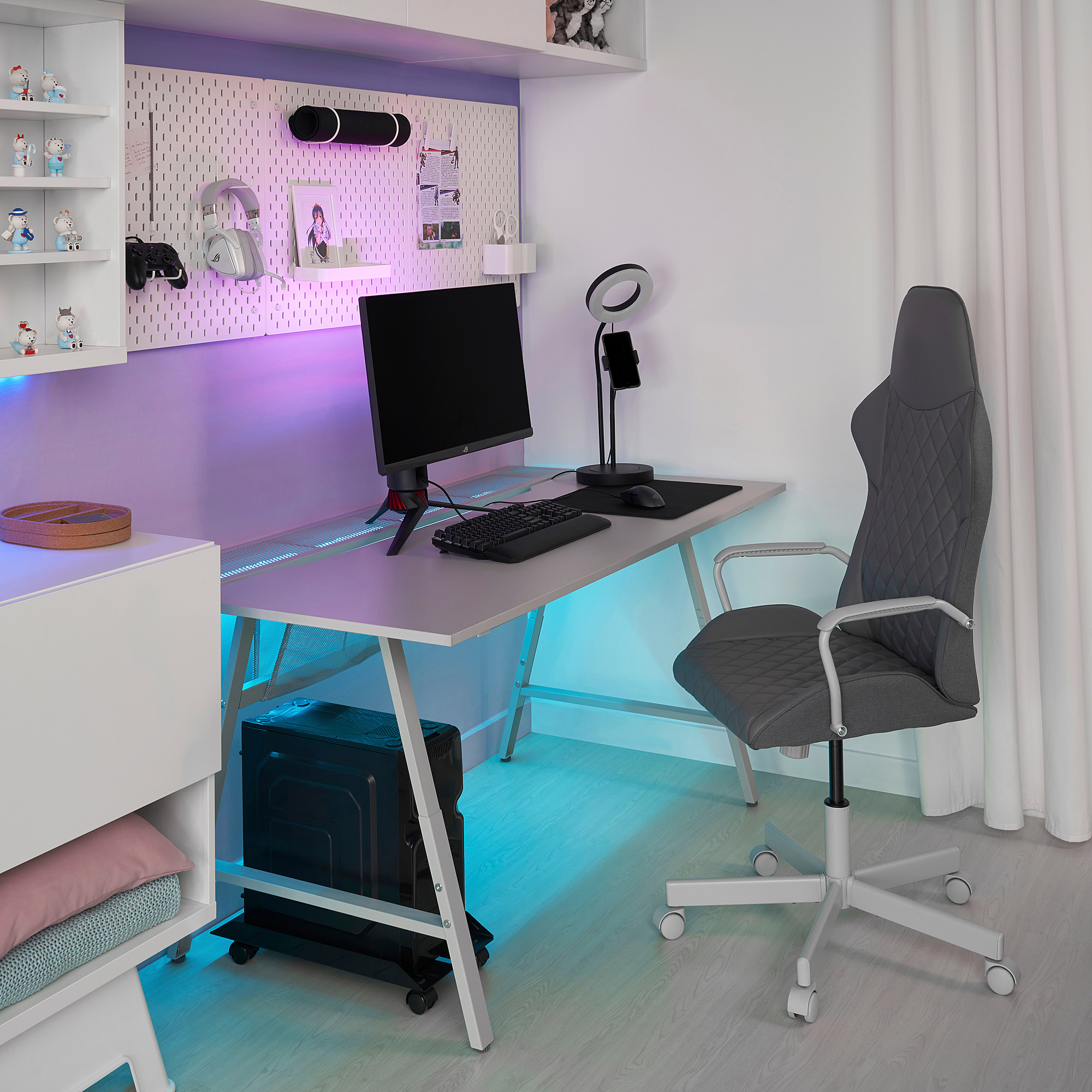 UTESPELARE IKEA Геймерский стол, 160x80 см, светло-серый  (ТОВАР ВЫШЕЛ ИЗ АССОРТИМЕНТА)