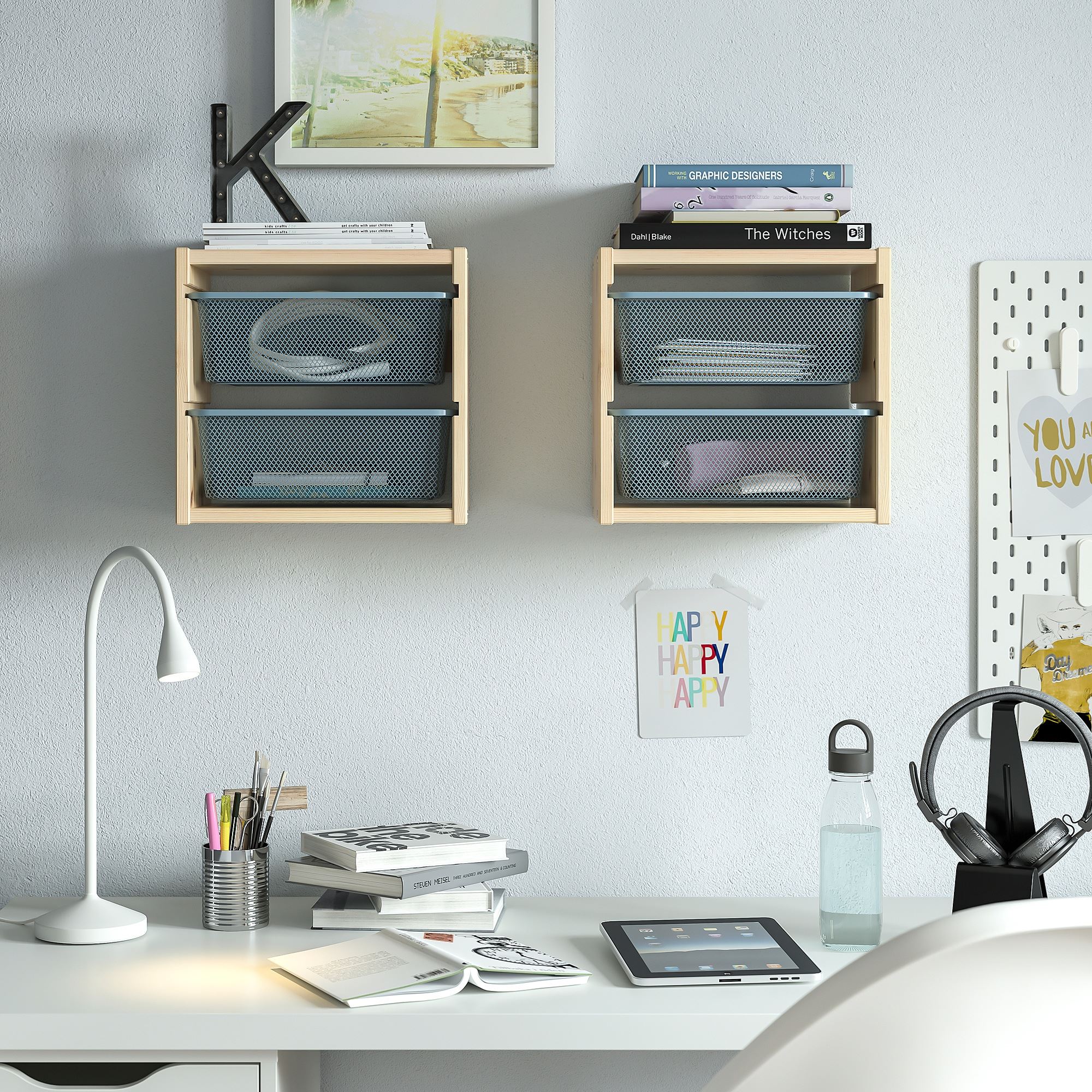 TROFAST IKEA Настенный модуль для хранения, 34x21x30 см, светлая беленая сосна