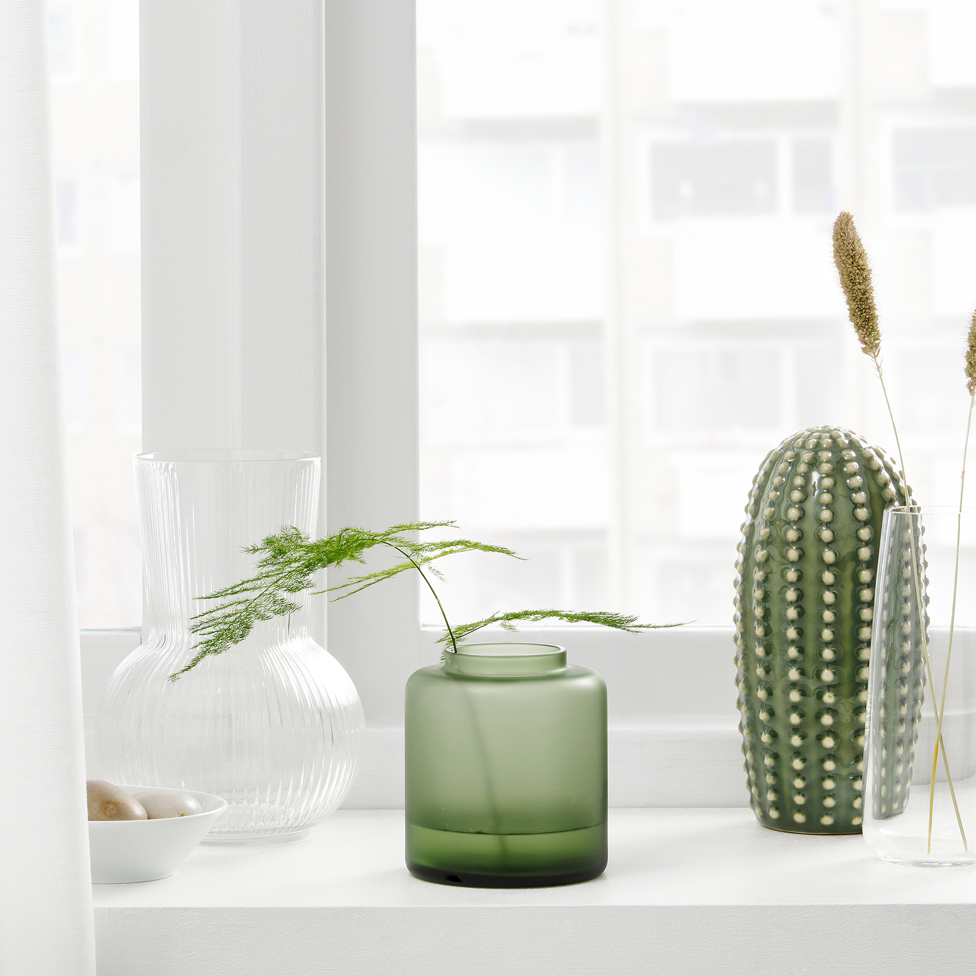 KONSTFULL IKEA Ваза, матовое стекло/зеленый, 10 см