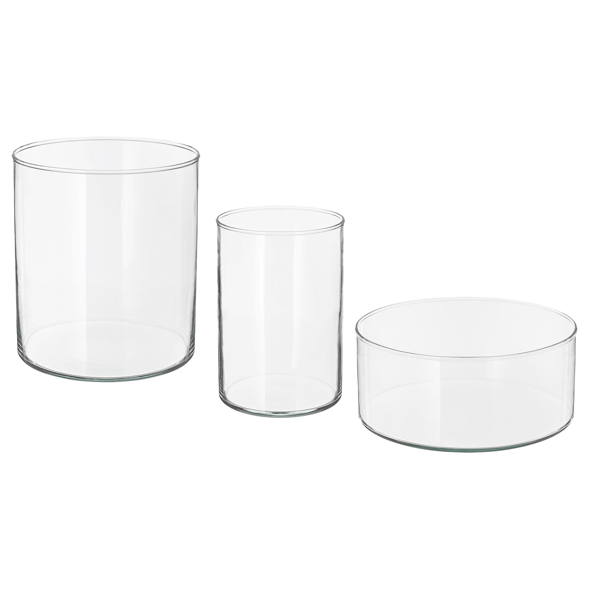 CYLINDER IKEA Ваза/миска, 3 шт, прозрачное стекло
