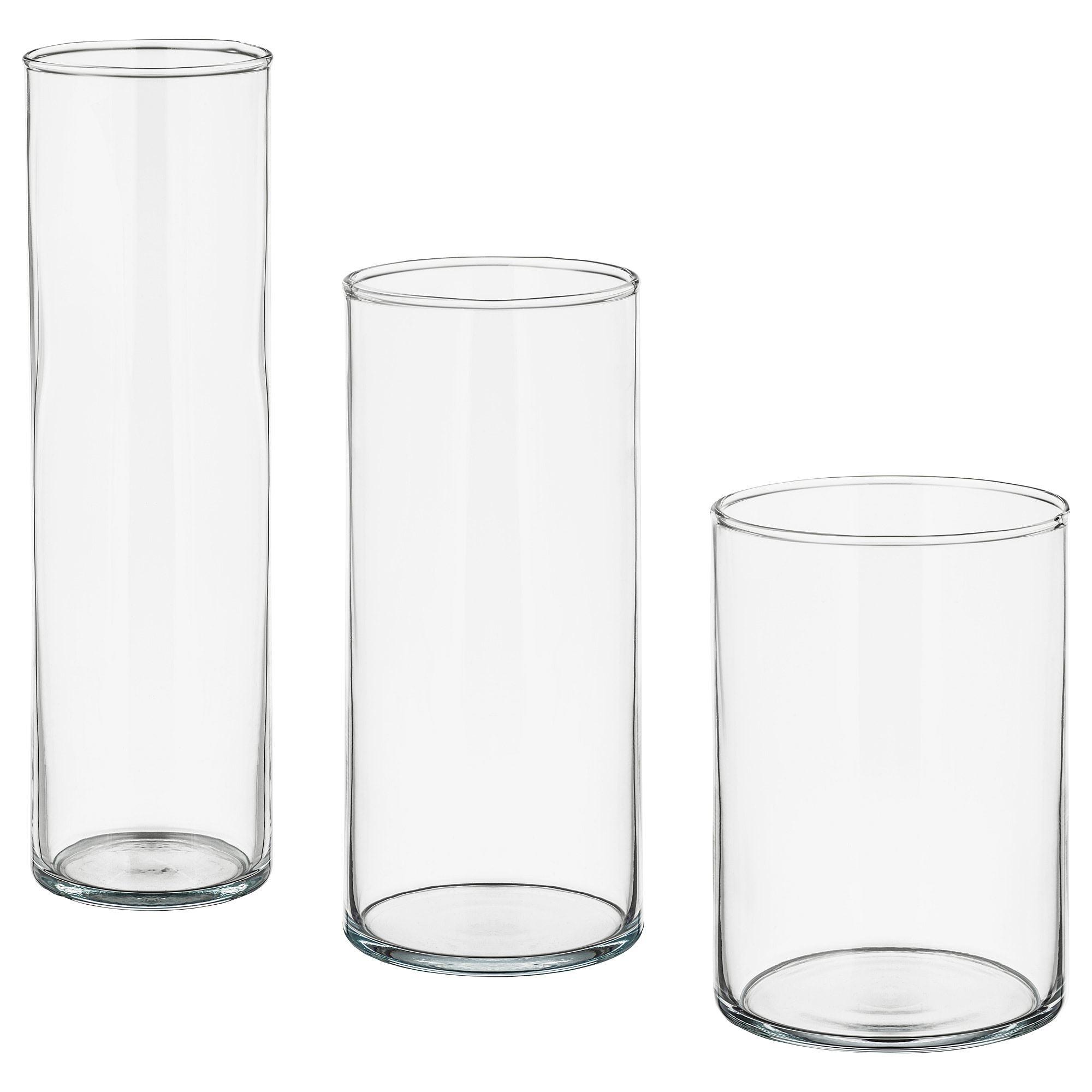 CYLINDER IKEA Набор ваз,3 штуки, прозрачное стекло