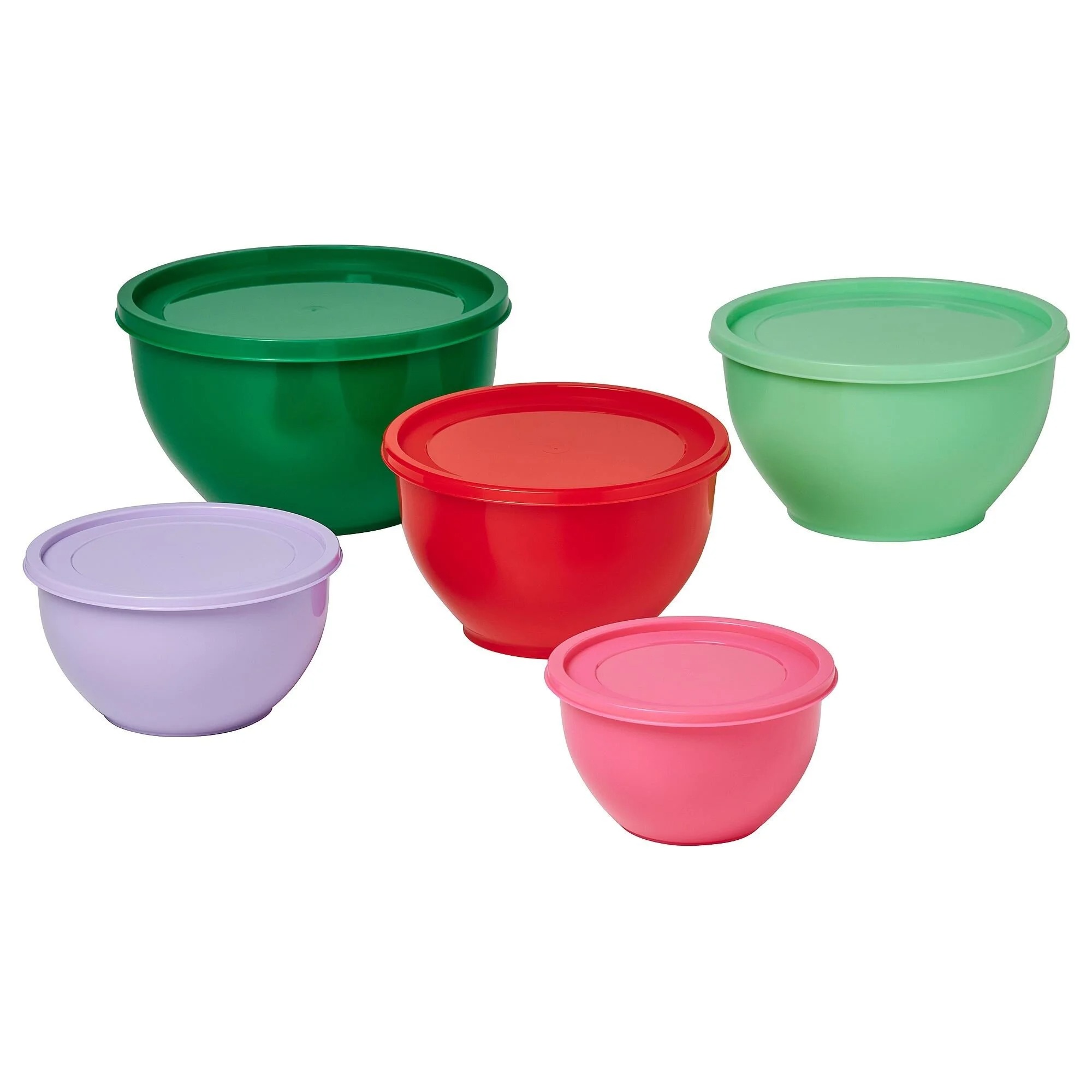 TABBERAS IKEA Миска с крышкой, набор из 5 шт., разные цвета  (ТОВАР ВЫШЕЛ ИЗ АССОРТИМЕНТА)