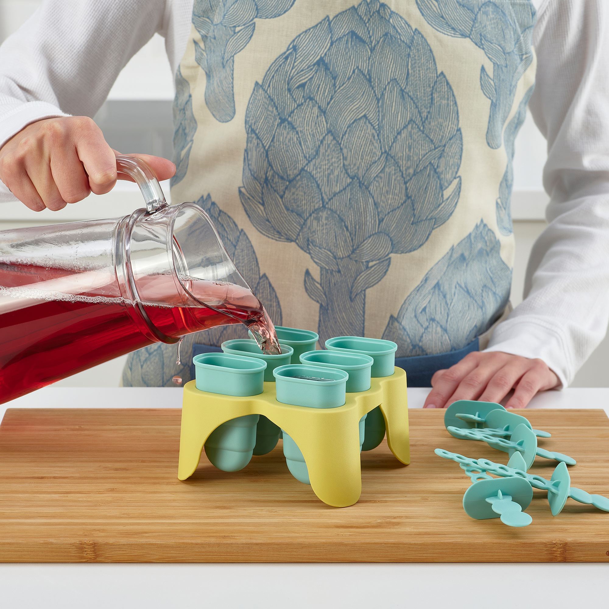 UPPFYLLD IKEA Форма для мороженого, бирюзовый/желтый, 6 шт