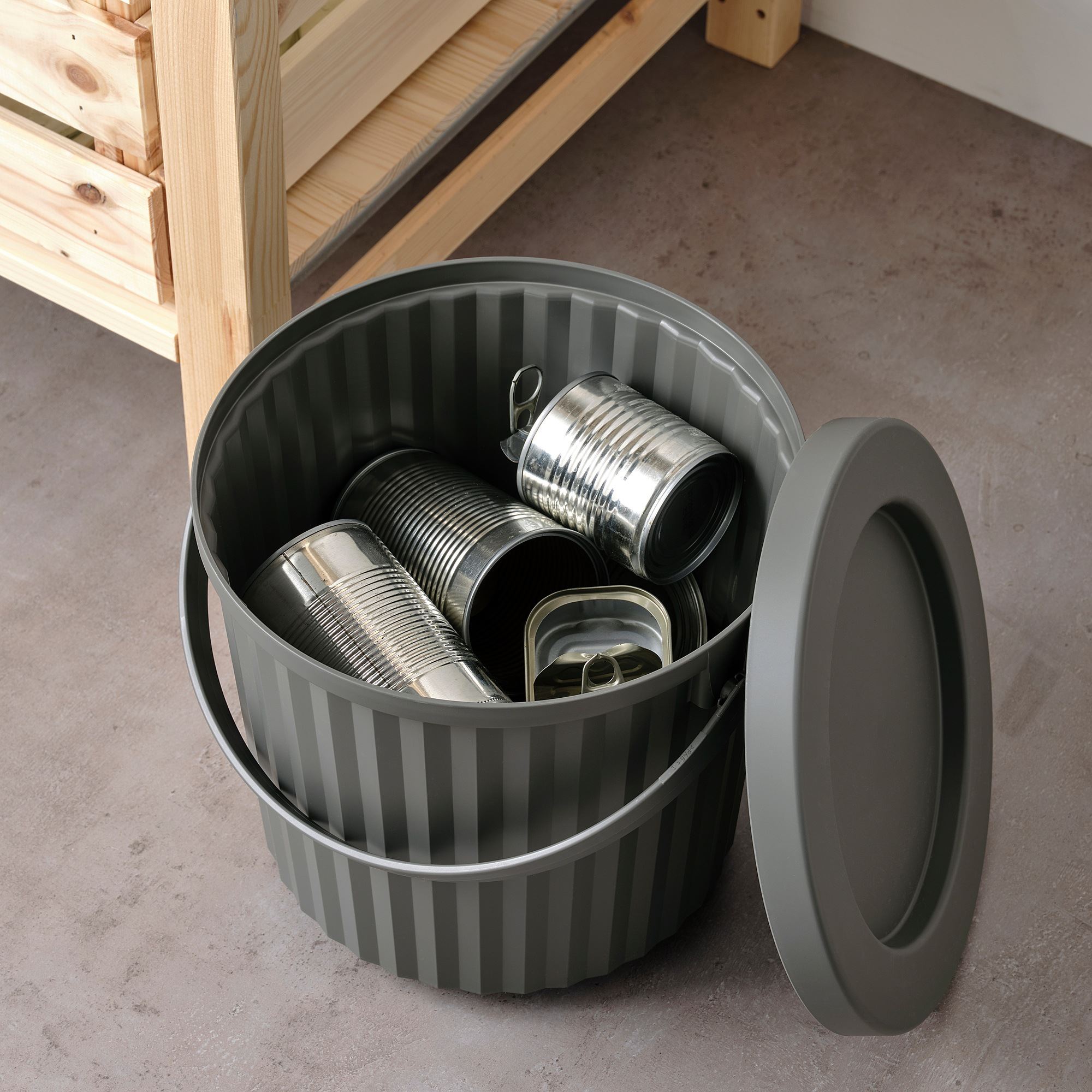 DAMMANG IKEA Контейнер с крышкой, темно-серый, 8 л