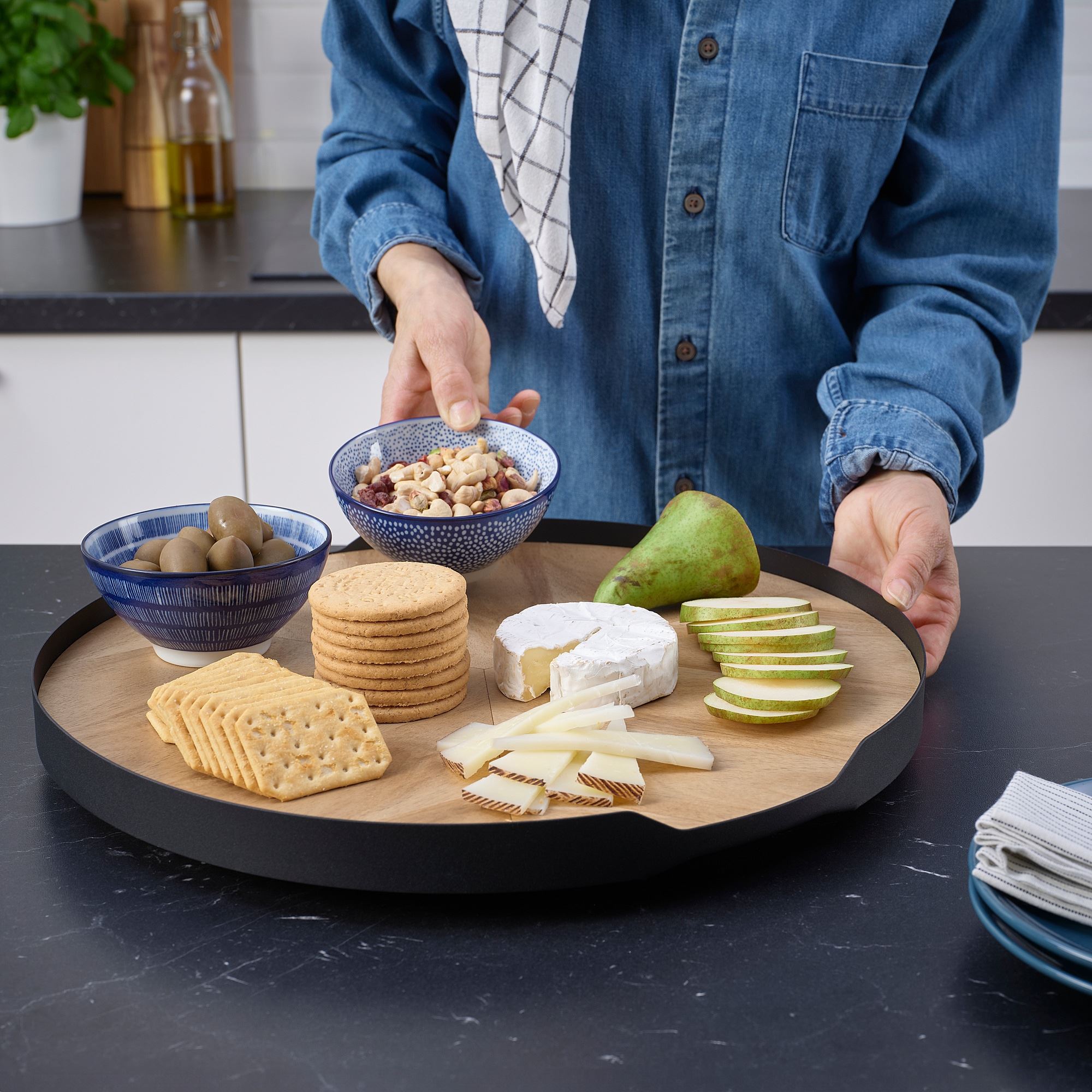 SMAATA IKEA Поднос вращающийся, шпон акации, 42 см