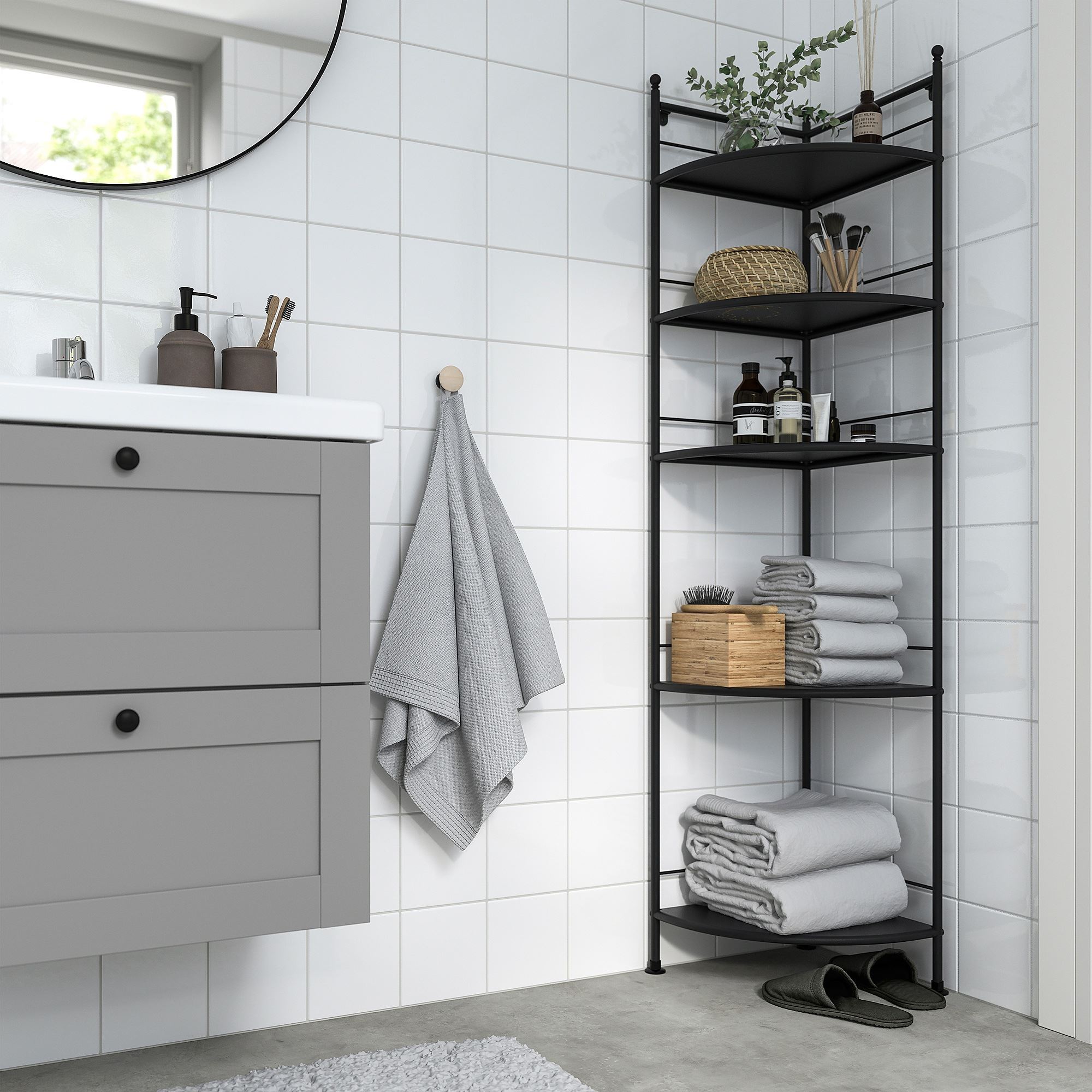 FROSJON IKEA Стеллаж угловой, черный, 35x156 см