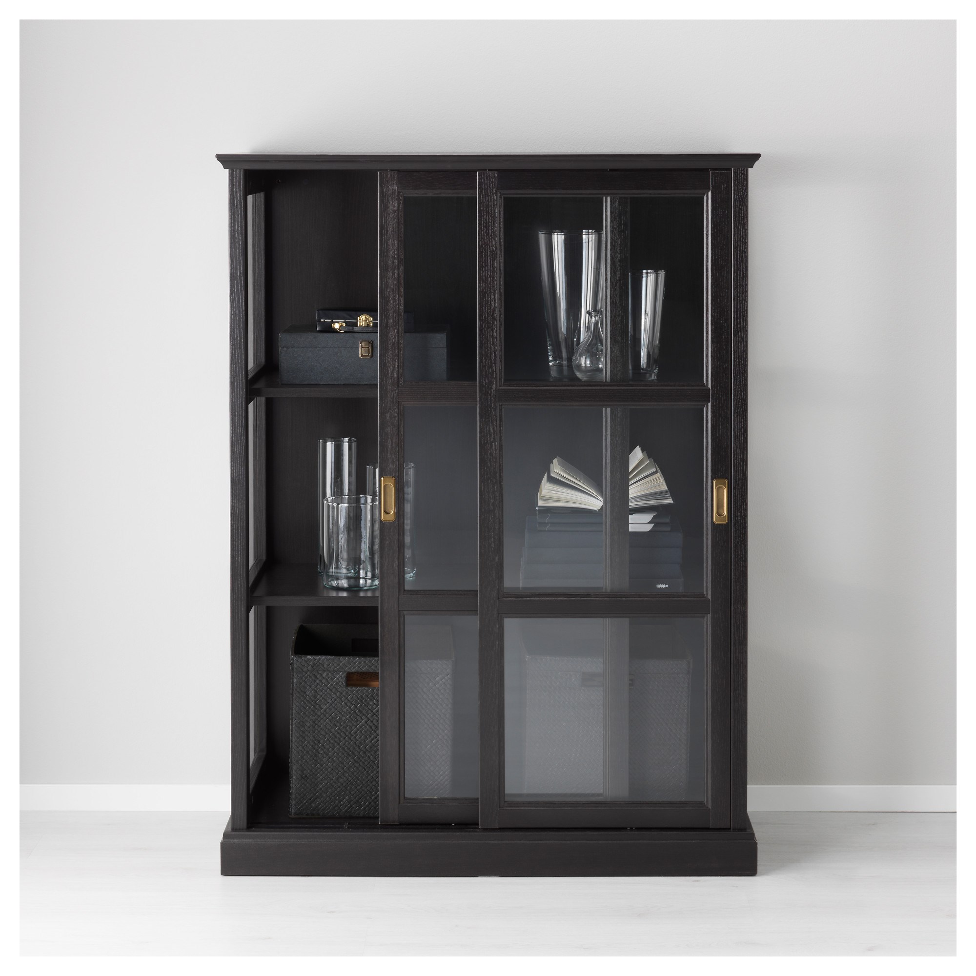 MALSJO IKEA Шкаф-витрина, черный, 105x141 см  (ТОВАР ВЫШЕЛ ИЗ АССОРТИМЕНТА)