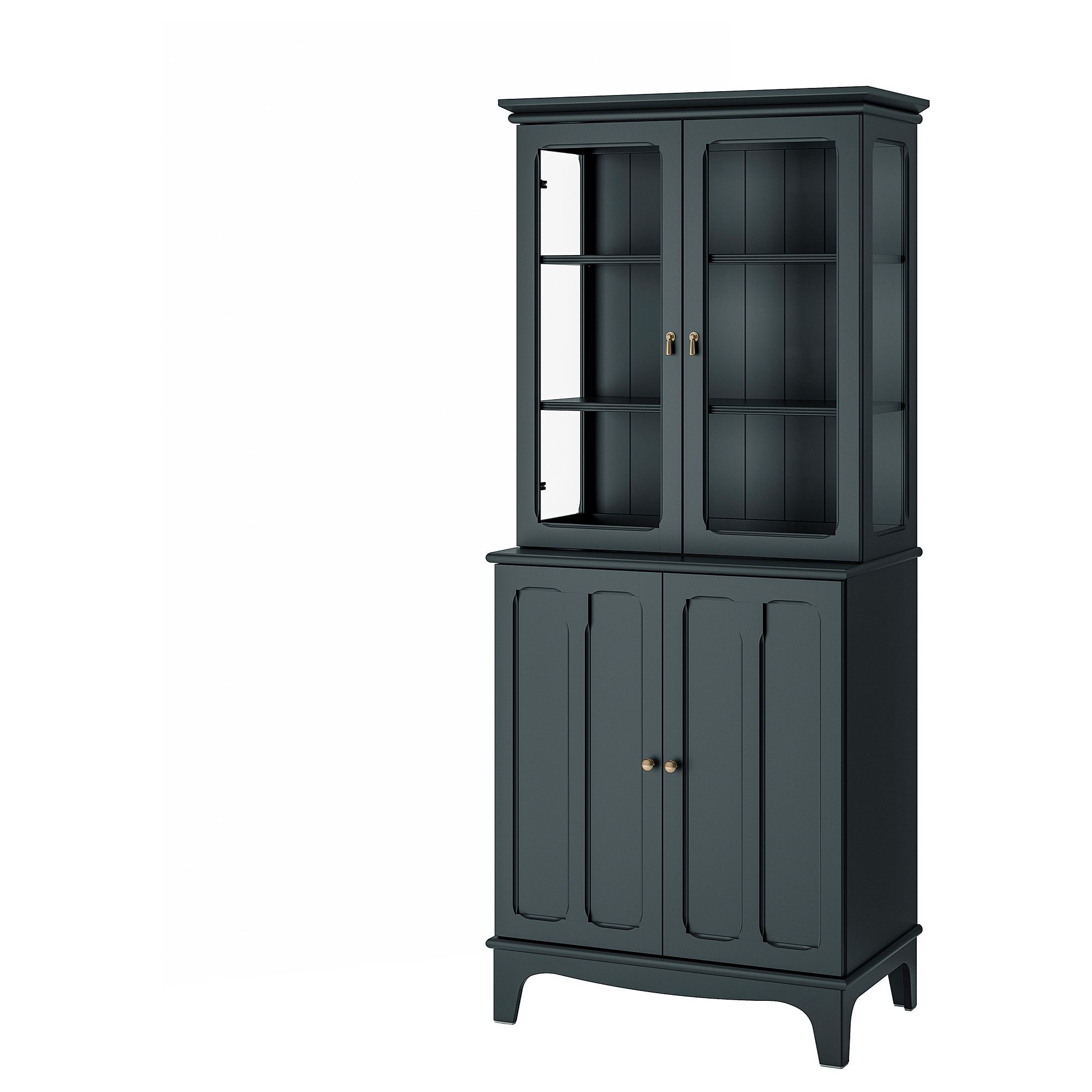 LOMMARP IKEA Шкаф со стеклянными дверцами, темный сине-зеленый, 86x199 см