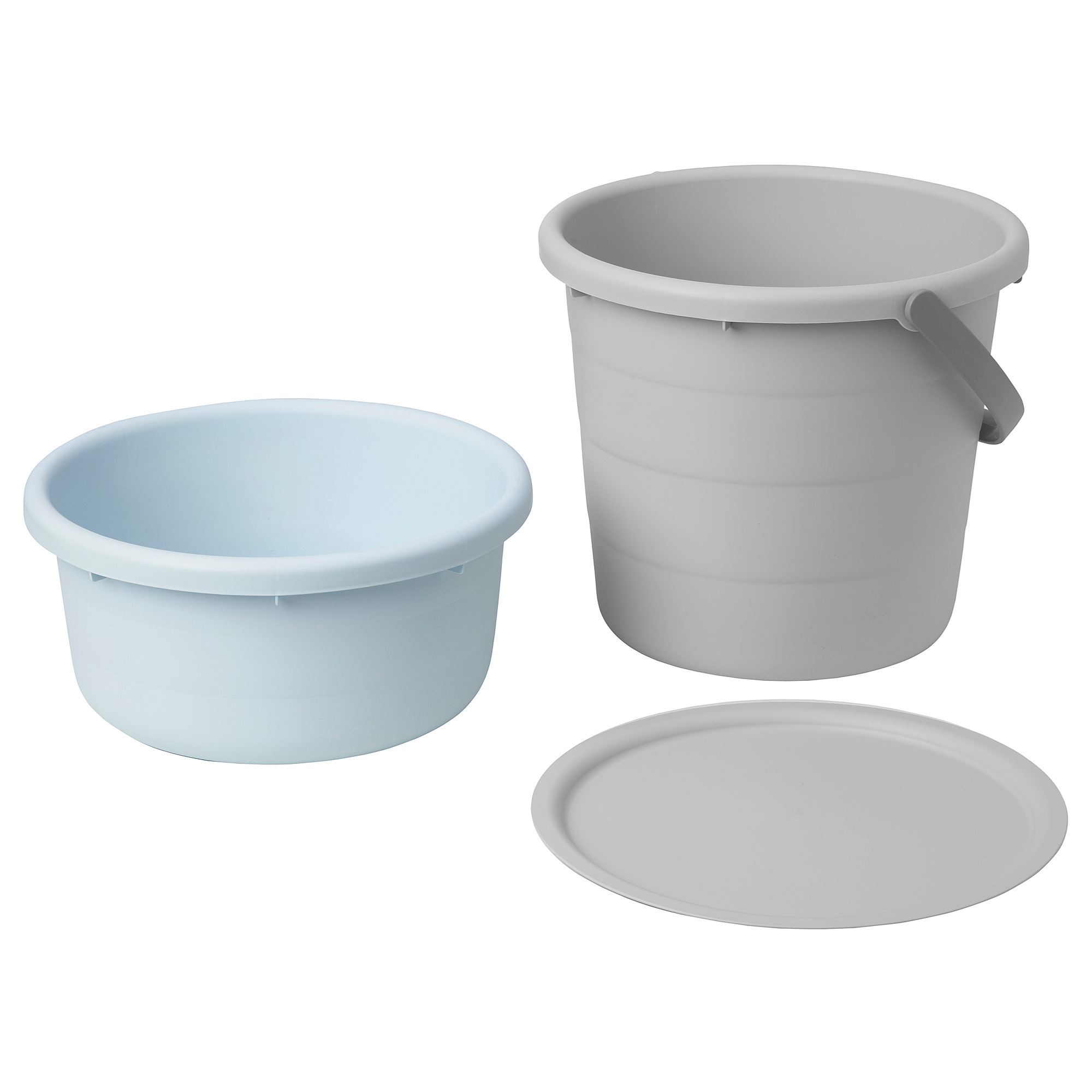 PEPPRIG IKEA Ведро с крышкой, серый-синий, 3 предм.