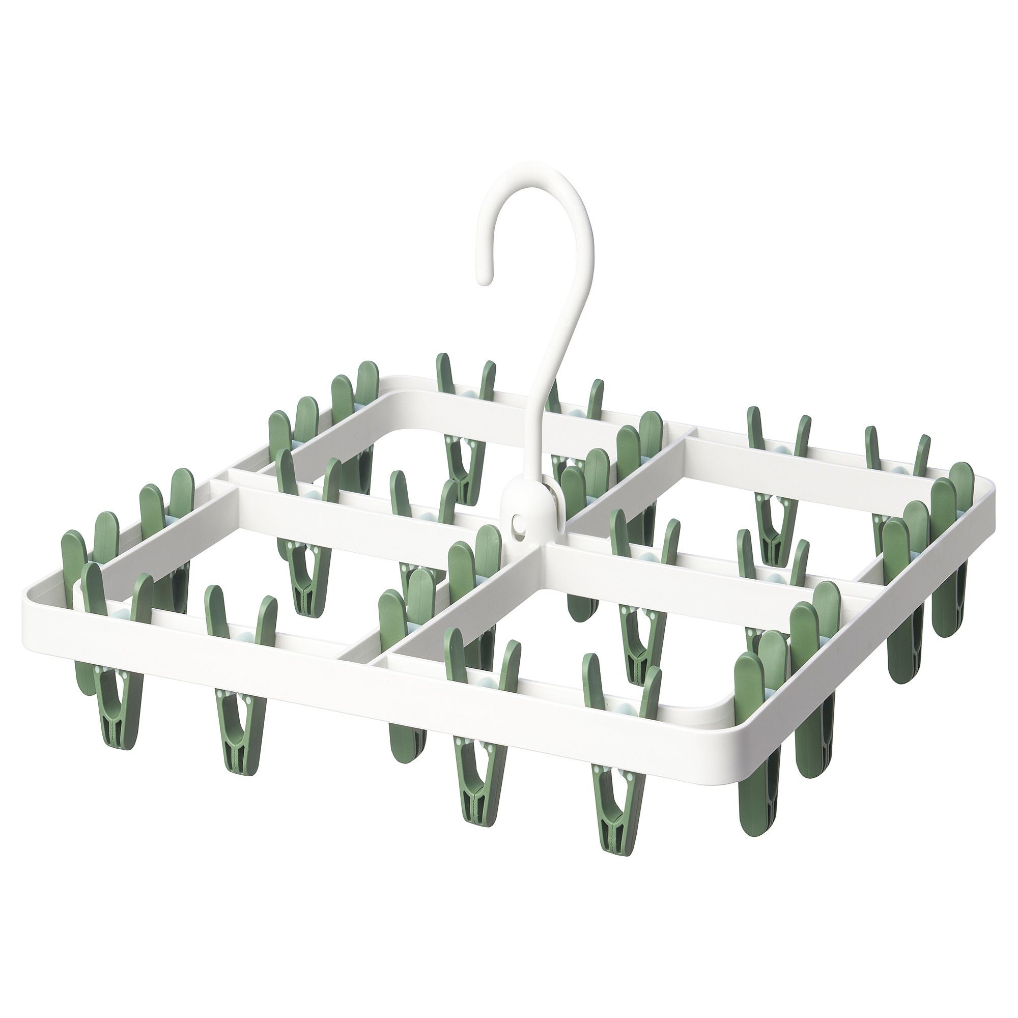 SLIBB IKEA Подвесная сушилка, белый/зелёный, 36x36x4 см, 24 прищепки