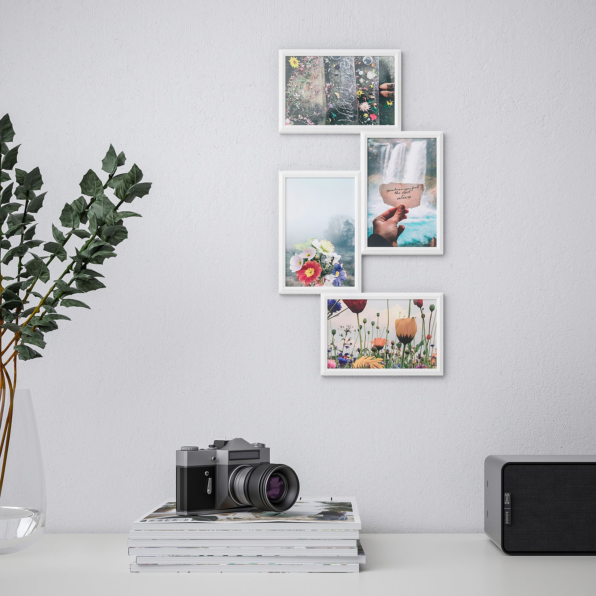 YLLEVAD IKEA Рамка для коллажа на 4 фото, белый, 21x41 см