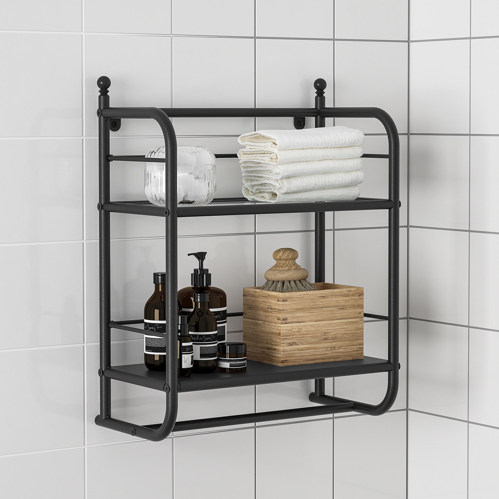 FROSJON IKEA Настенная полка, черный, 40x51 см