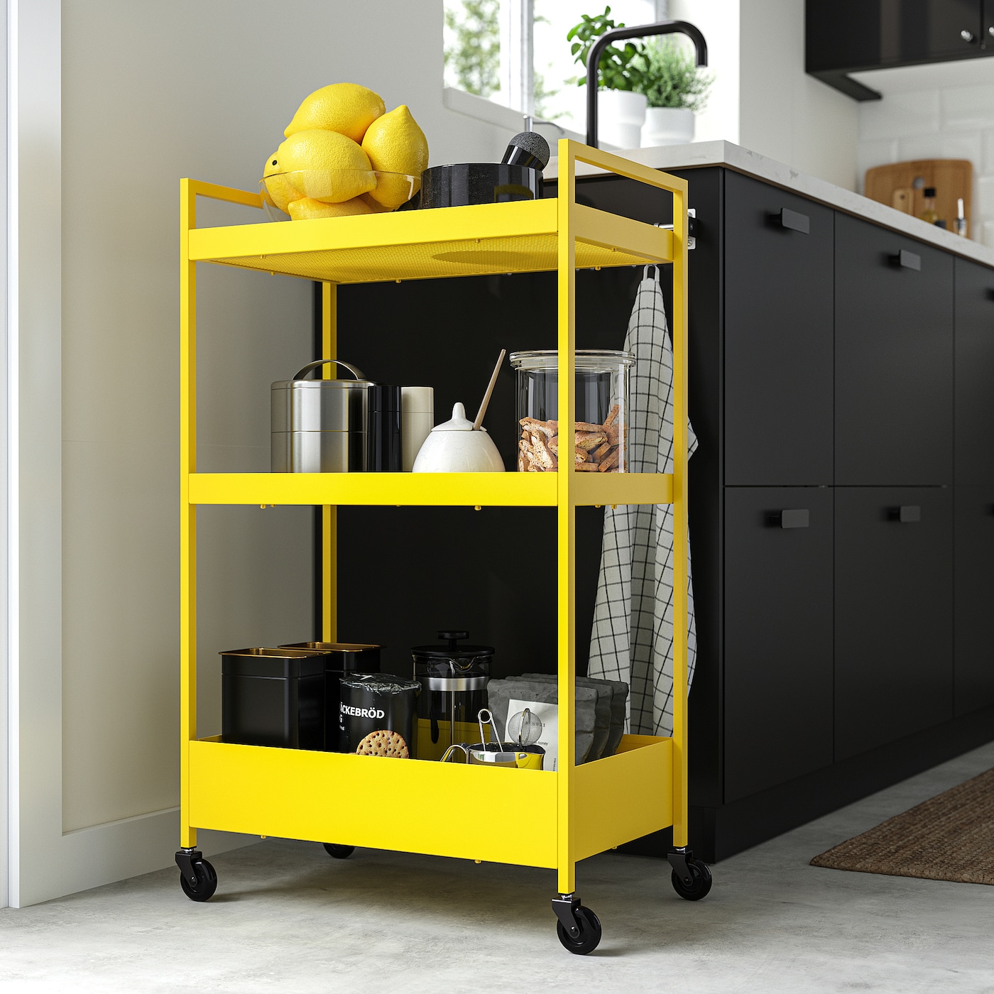NISSAFORS IKEA Тележка, жёлтый, 50.5x30x83 см