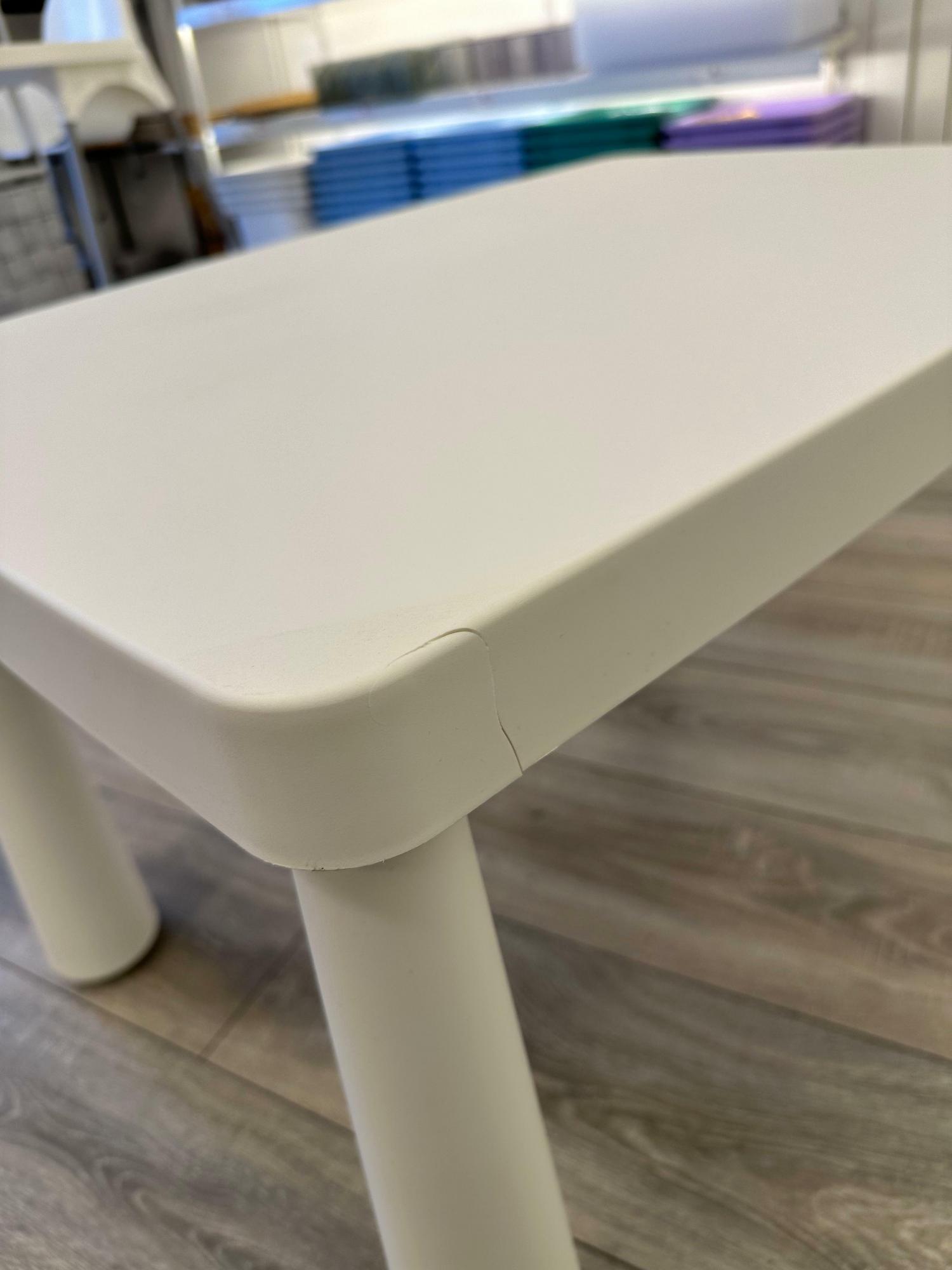 MAMMUT IKEA Стол детский, для дома/улицы, белый, 77x55 см (есть повреждение)