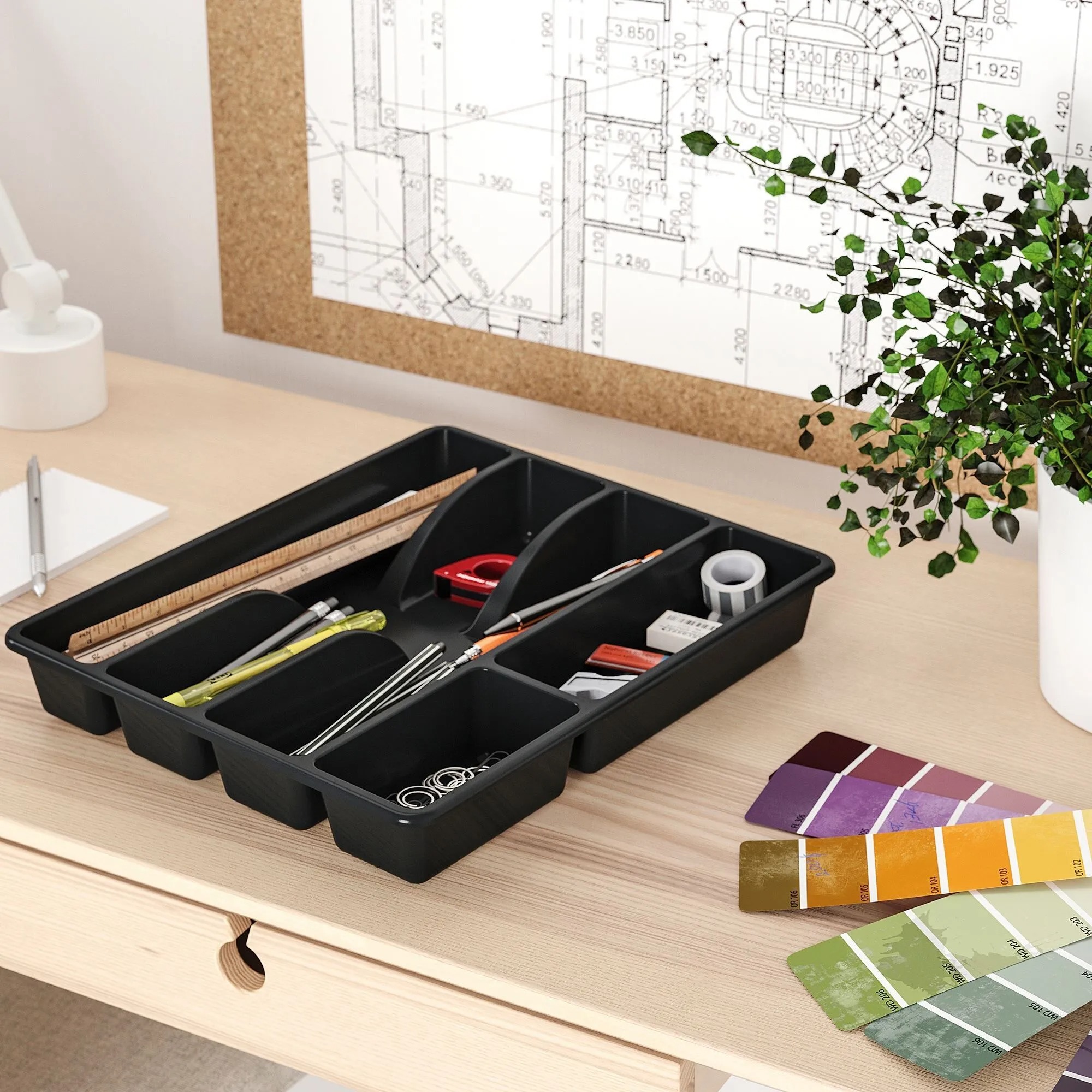 SMACKER IKEA Лоток для столовых приборов, 31x26 см, антрацит