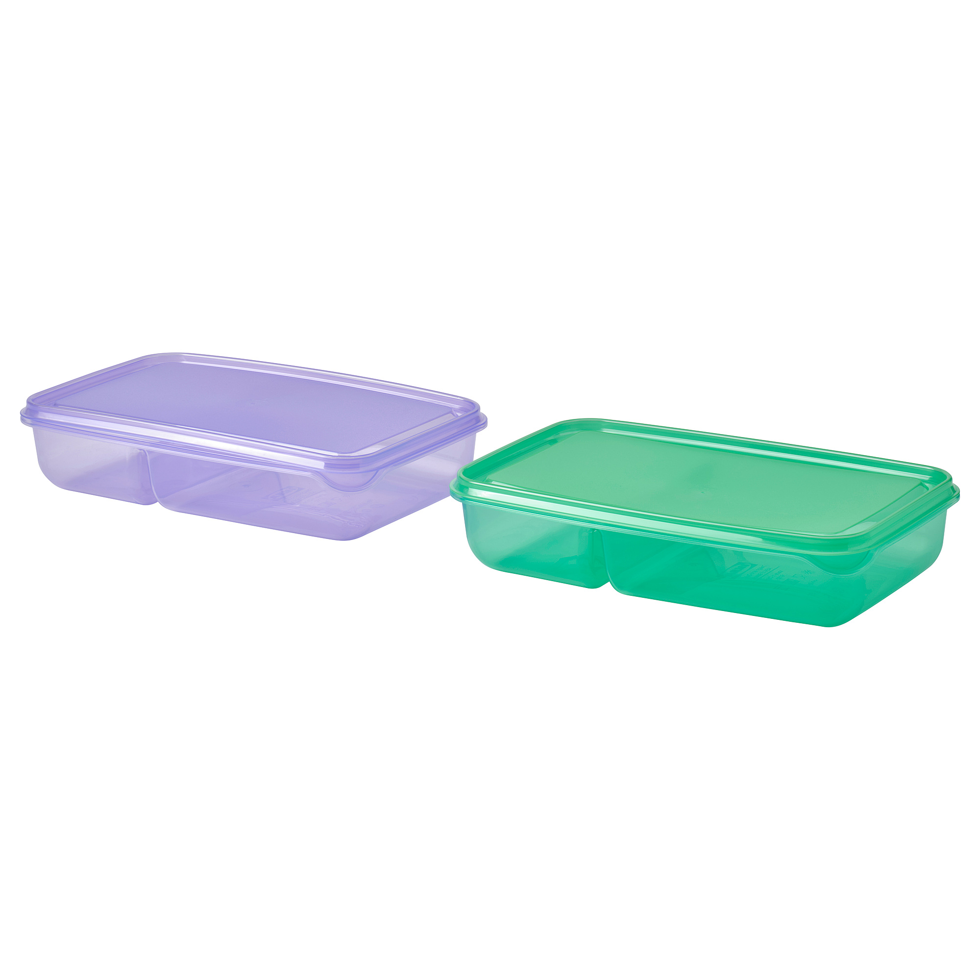 PRUTA IKEA контейнер с крышкой для продуктов, сиреневый/зеленый, 22x14x5 см. 2 шт.