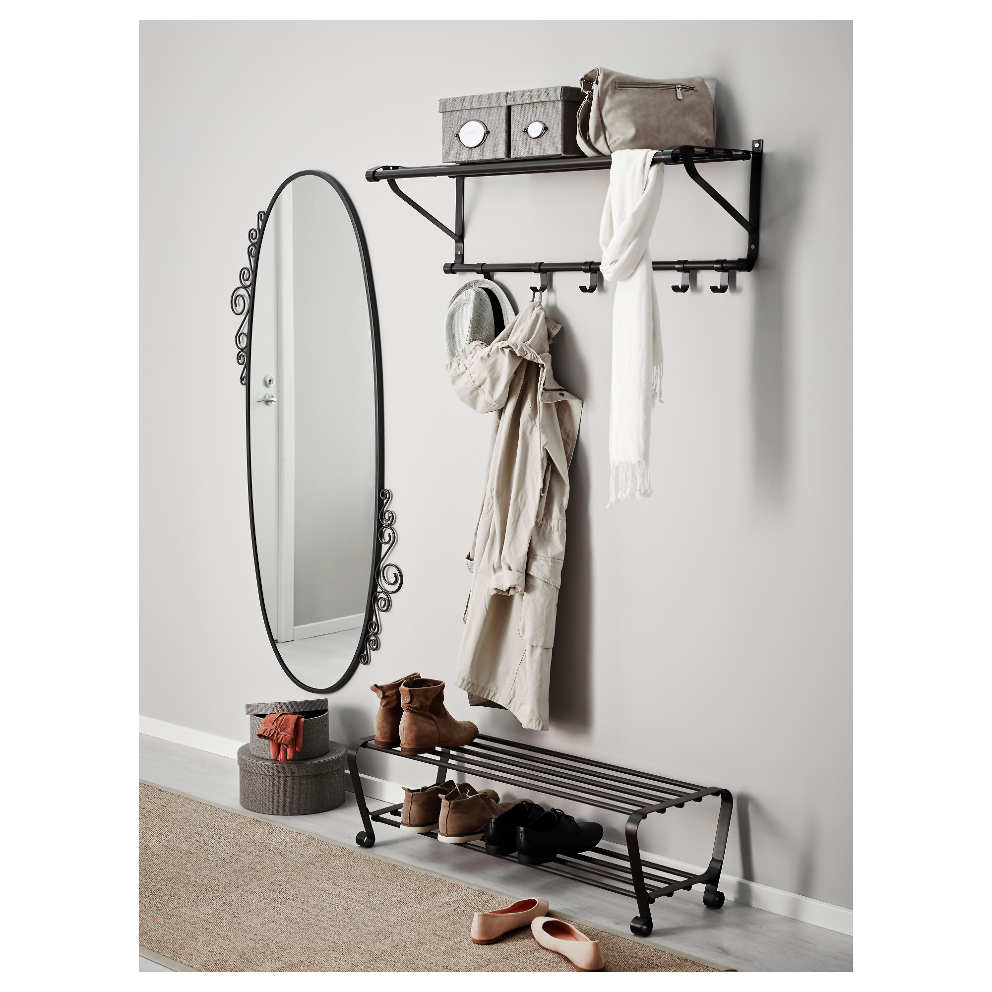 PORTIS IKEA полка для обуви, черный, 90x34x28 см
