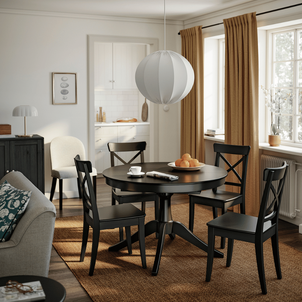 ROSENTORP IKEA раздвижной стол, черный, 110/155 см