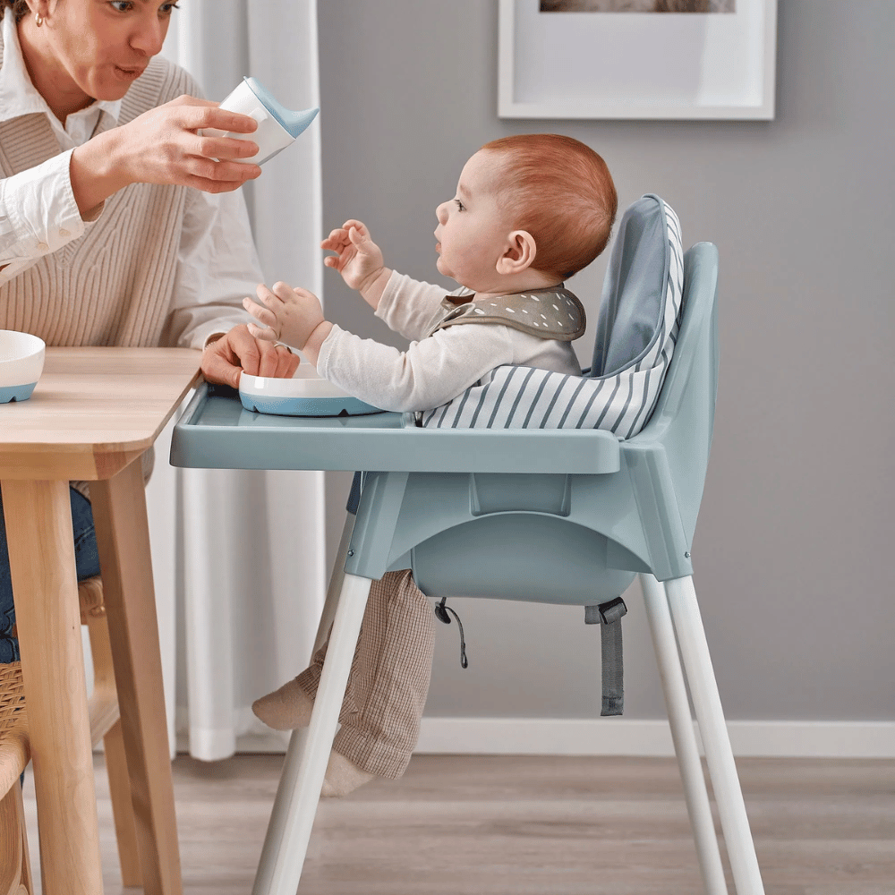 ANTILOP IKEA Высокий стульчик со столешн, серо-голубой/белый