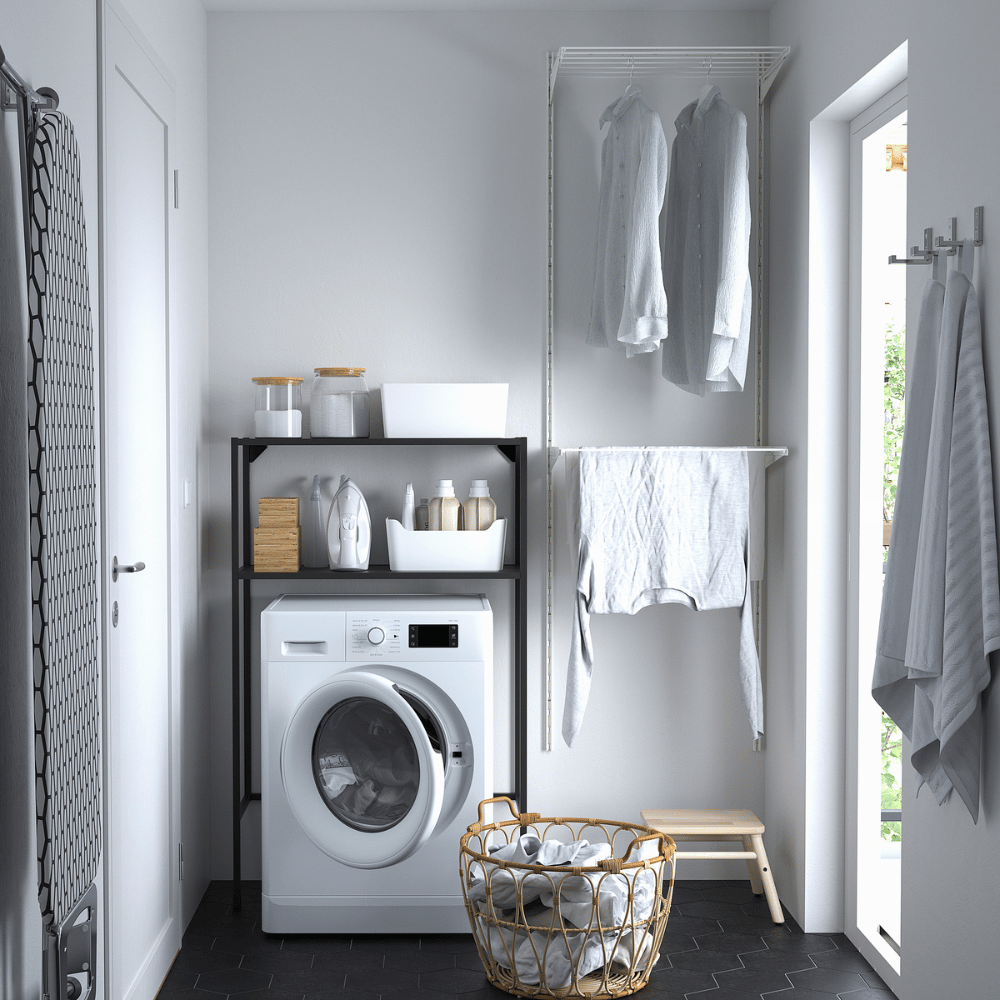 ENHET IKEA Каркас с полками д/стиральн машины, антрацит, 80x30x129 см