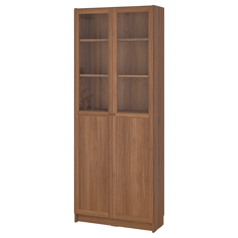 BILLY/OXBERG IKEA Стеллаж/панельные/стеклянные двери, светло - коричневый, 80x30x202 см